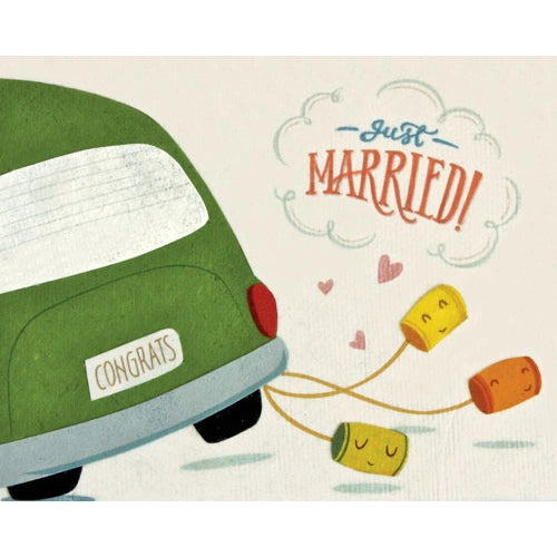 Just Married! Wedding Cans Greeting Card - Perfect for Newlyweds, Bridal Showers & Anniversary Celebrations