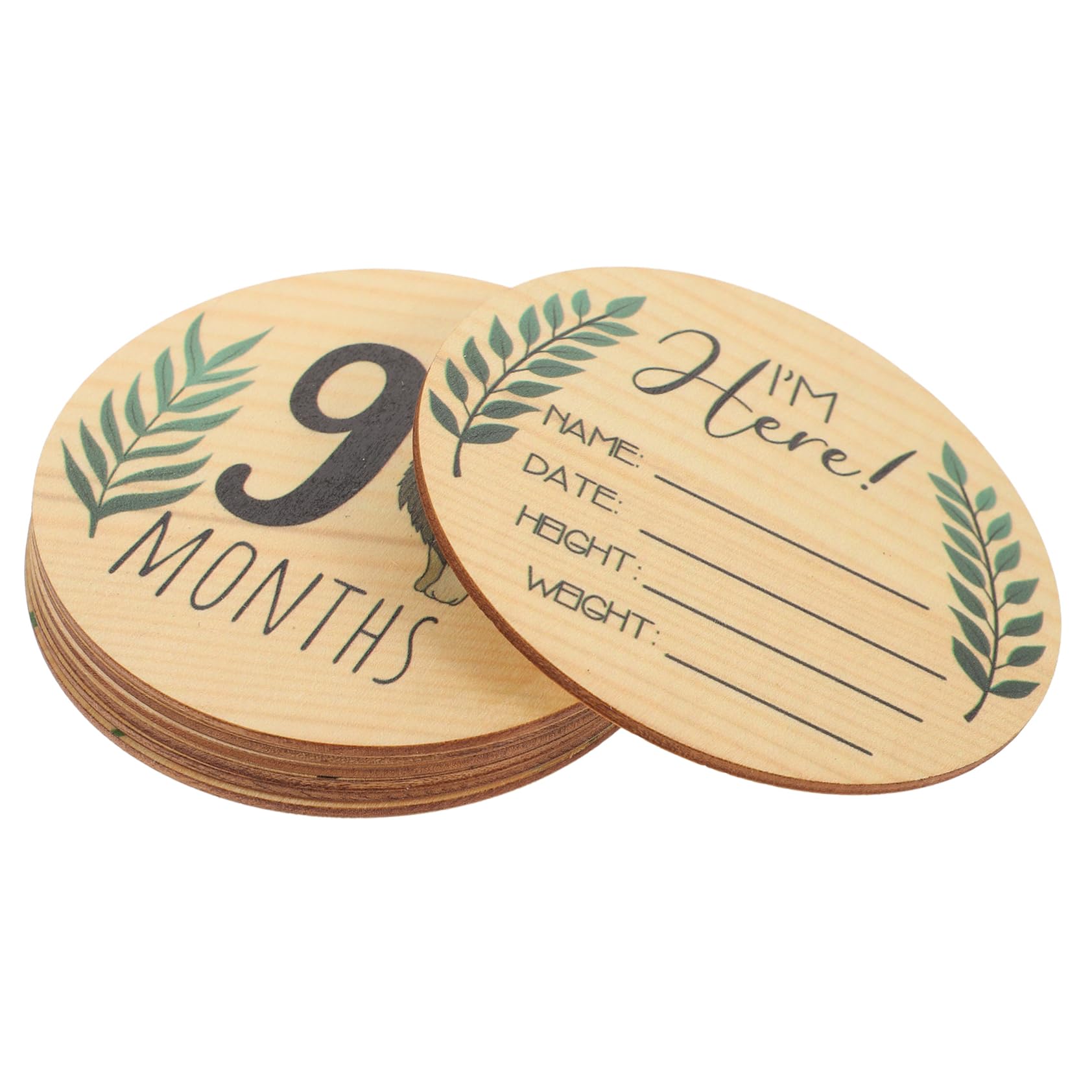 HEMOTON 7-Piece Wooden Baby Month Milestone Cards - Newborn Welcome Sign & Nursery Photo Props for 0-12 Months - Perfect for Baby Showers, First Birthday Decorations and Monthly Photo Shoots