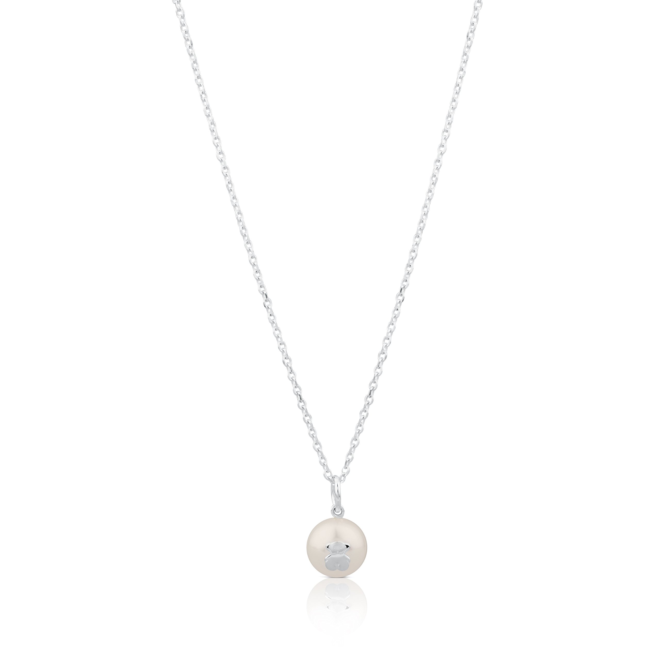TOUS Sweet Dolls 925 Sterling Silver Pendant Necklace with 5mm White Freshwater Pearl - Elegant Jewelry Gift for Women, Perfect for Valentine's Day, Anniversary & Special Occasions