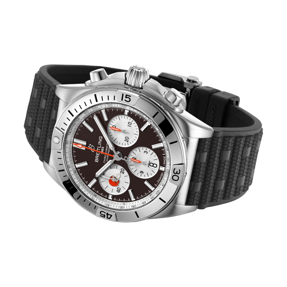 Breitling Chronomat B01 NFL Cleveland Browns Limited Edition 42mm Men's Watch - Brown Dial on Rubber Strap - Perfect for Football Games & Sports Events