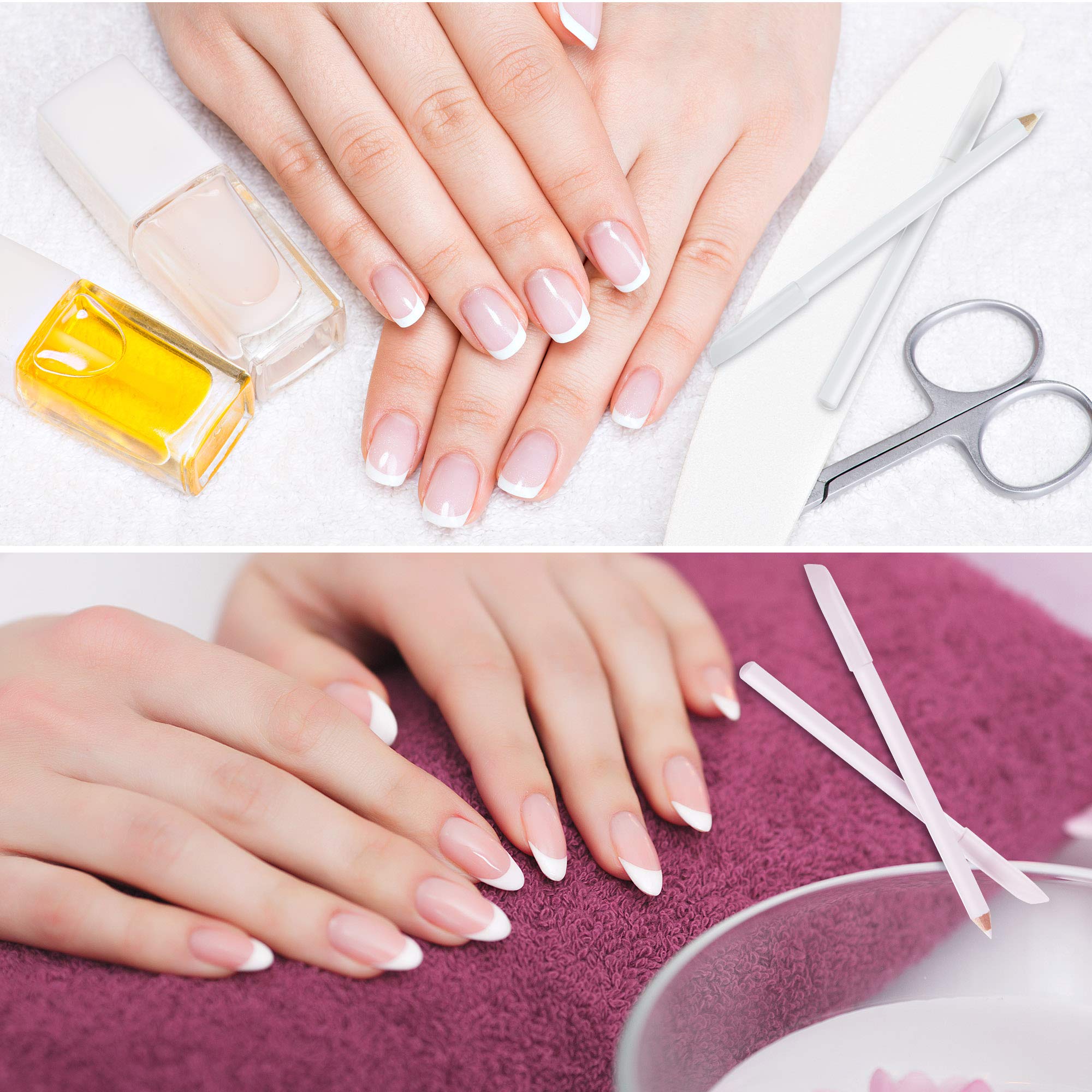 Maitys 10-Piece Nail Whitening Pencil Set - 2-in-1 White Nail Pencil for DIY French Manicure with Cuticle Pusher | At-Home Nail Care & Salon-Style Results