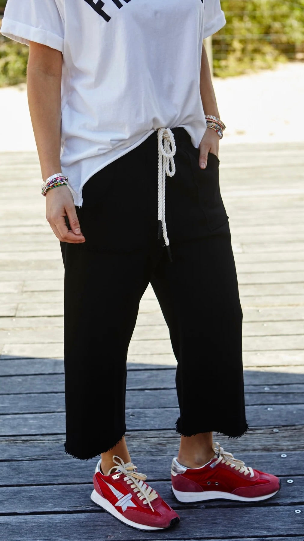 Frenchie Crop Track Pant in Black - Stylish & Comfortable Women's Workout Joggers for Yoga, Running & Gym