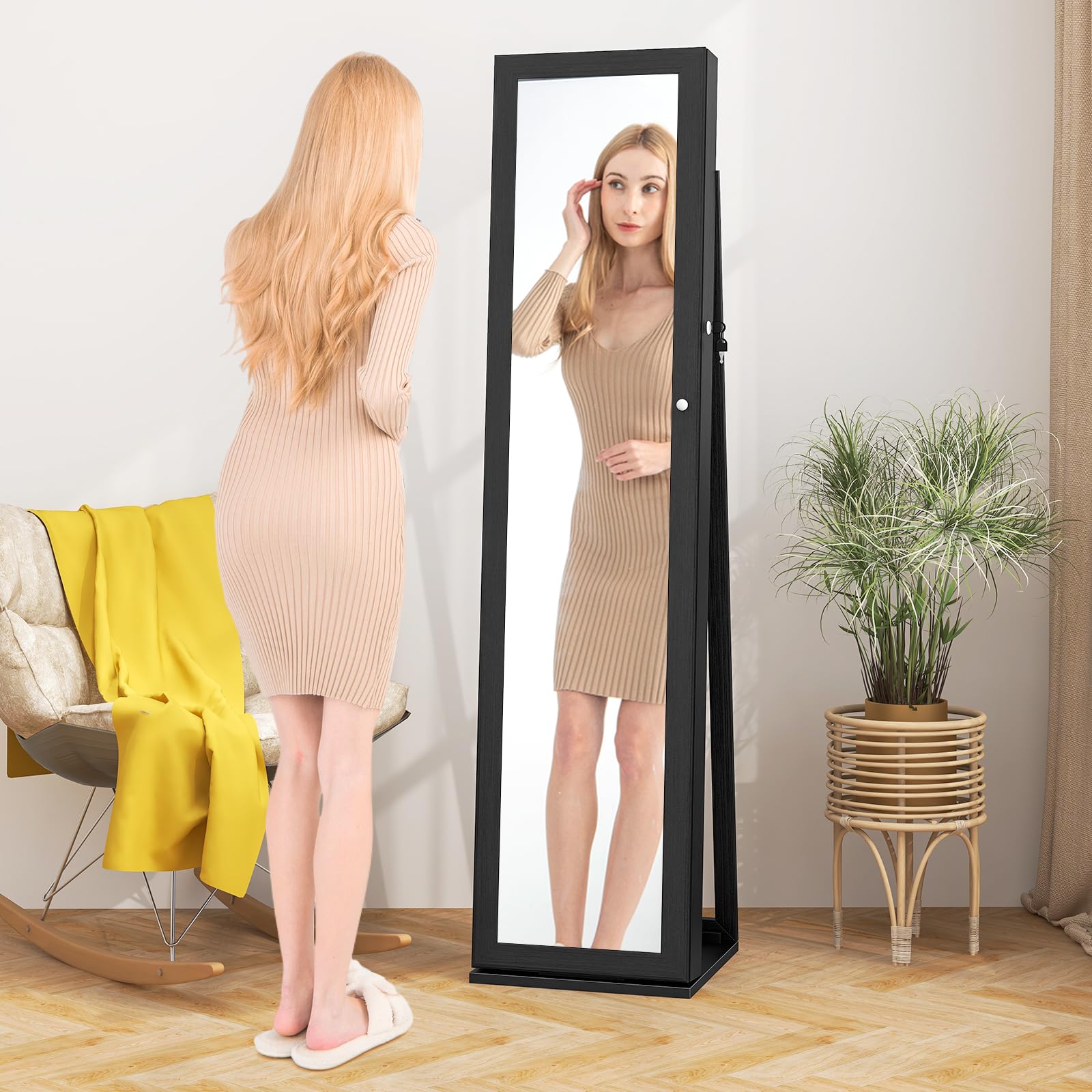 Charmaid Jewelry Armoire Cabinet with Full-Length Mirror - 62