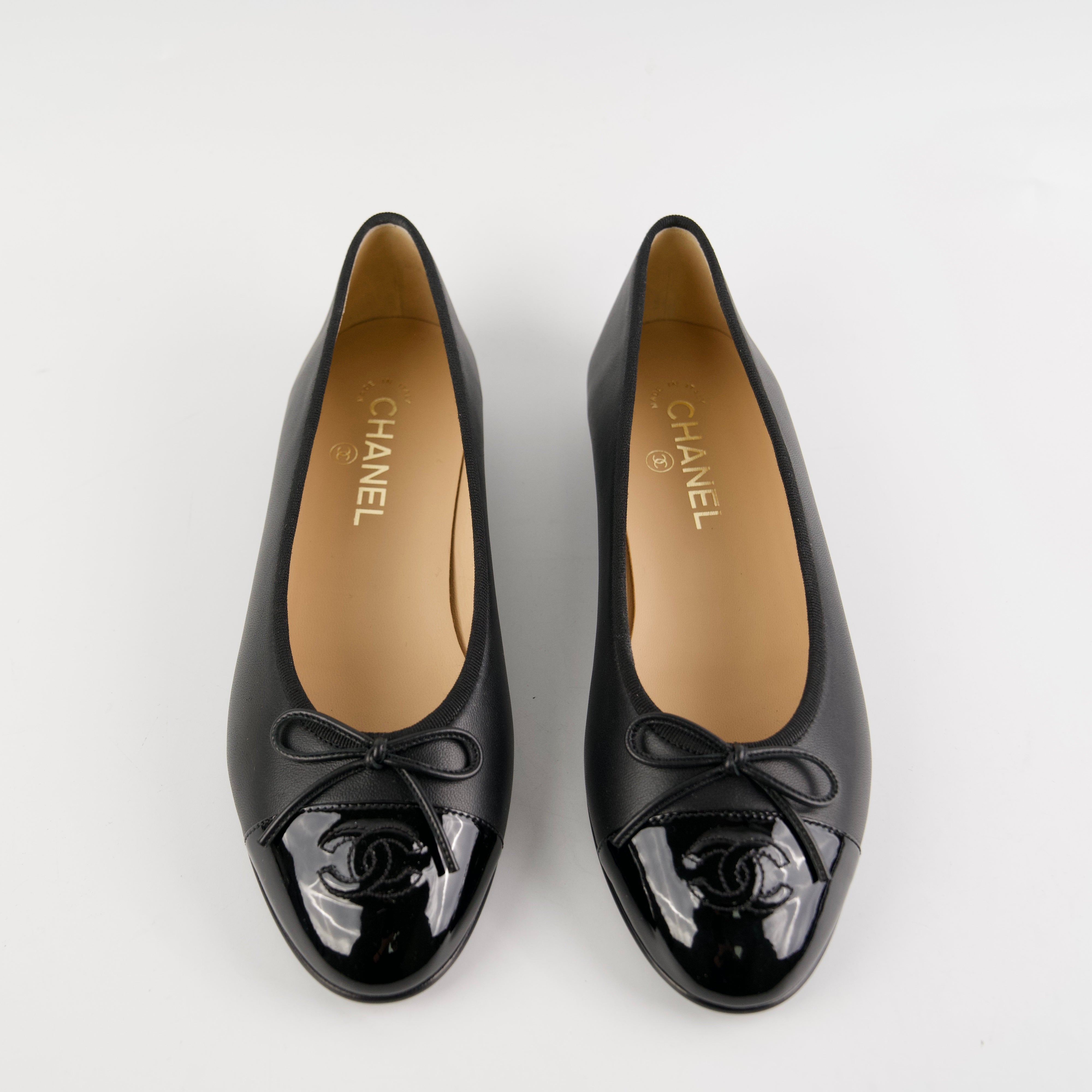 Chanel Black Ballet Flats for Women Size 40 - Classic Comfortable Pointed Toe Shoes for Office, Party & Daily Wear
