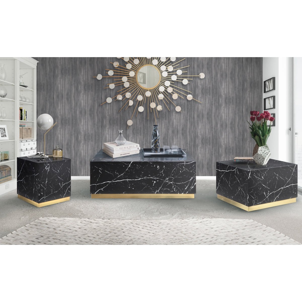 Modern Black Small Square Coffee Table - Minimalist Side Table for Living Room, Bedroom, or Office - Perfect for Coffee, Books, and Decor