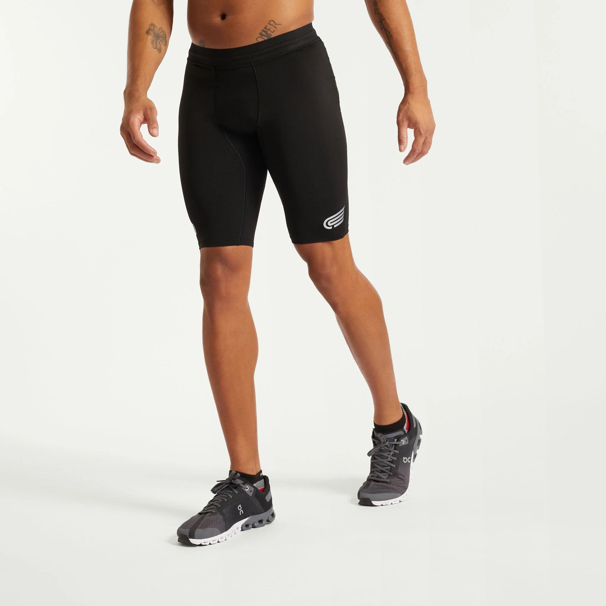 Pressio Men's EQ Run Half Tight - Black | Running Compression Shorts for Men | Perfect for Marathon, Gym & Workout Training