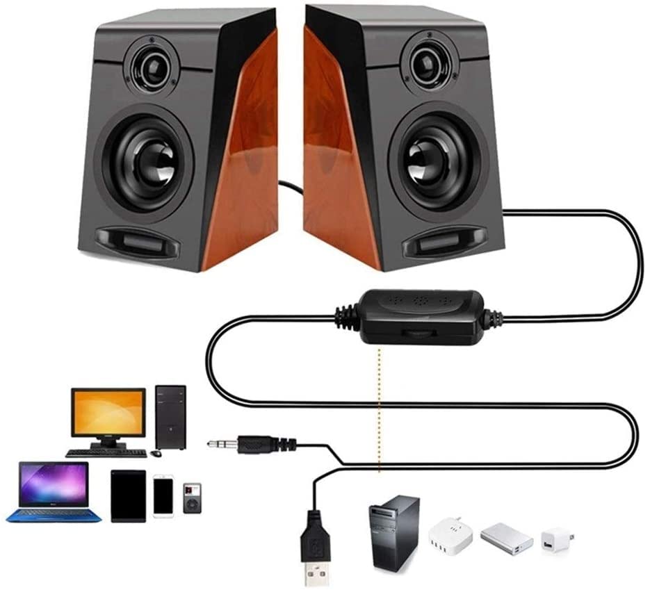 USB-Powered Computer Speakers with 3.5mm Headphone Jack - Compact Audio Solution for Home Office, Gaming, and Music Listening