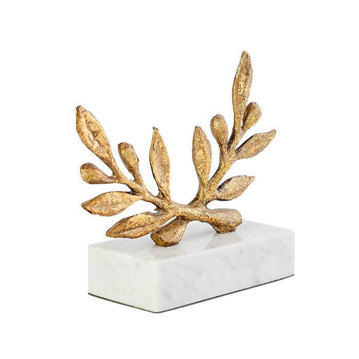 Elegant Gold Leaf Olive Branch Figurine - Handcrafted Home Decor for Living Room, Wedding Centerpiece & Gift Idea