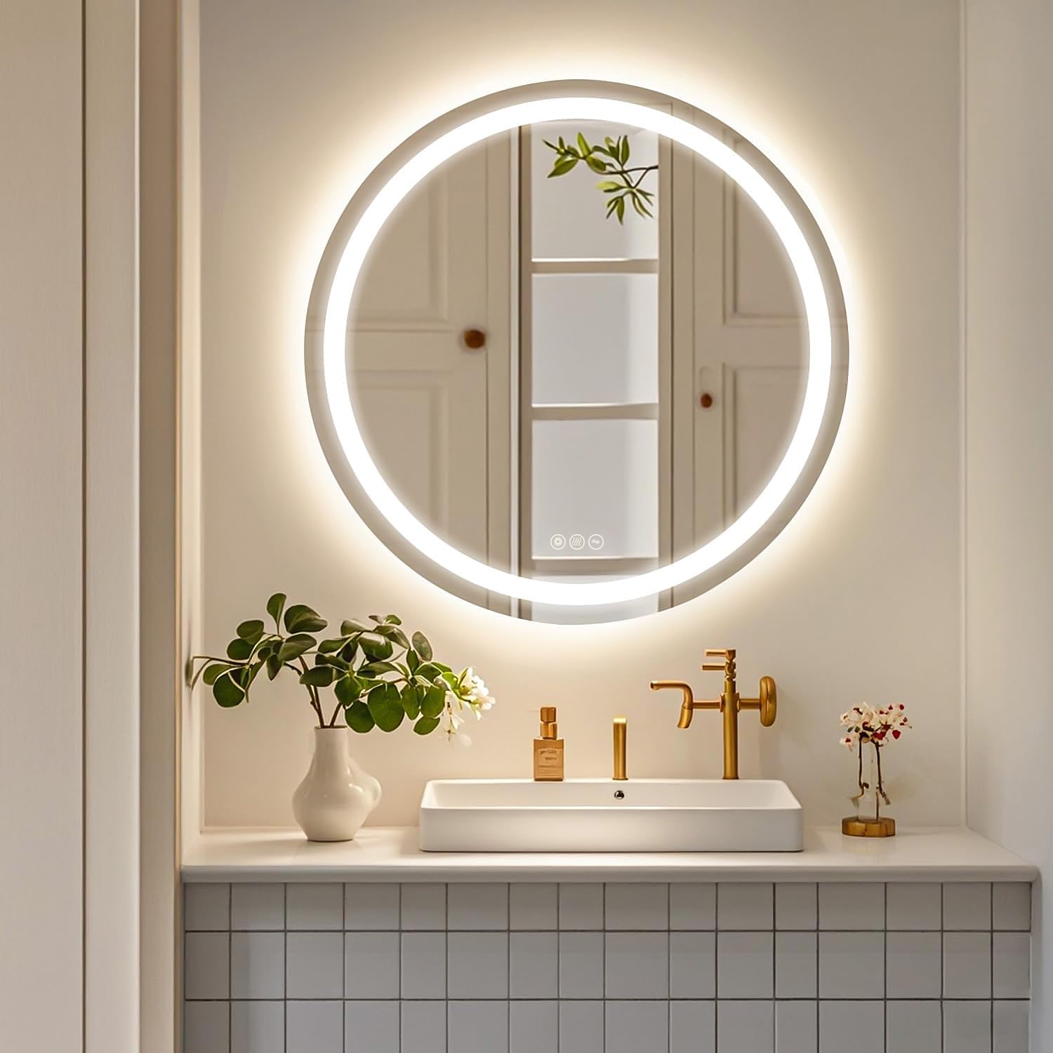 32 Inch LED Bathroom Mirror with Anti-Fog & Dimmable Backlit - Large Wall Mounted Vanity Mirror for Makeup, Shaving & Home Decor