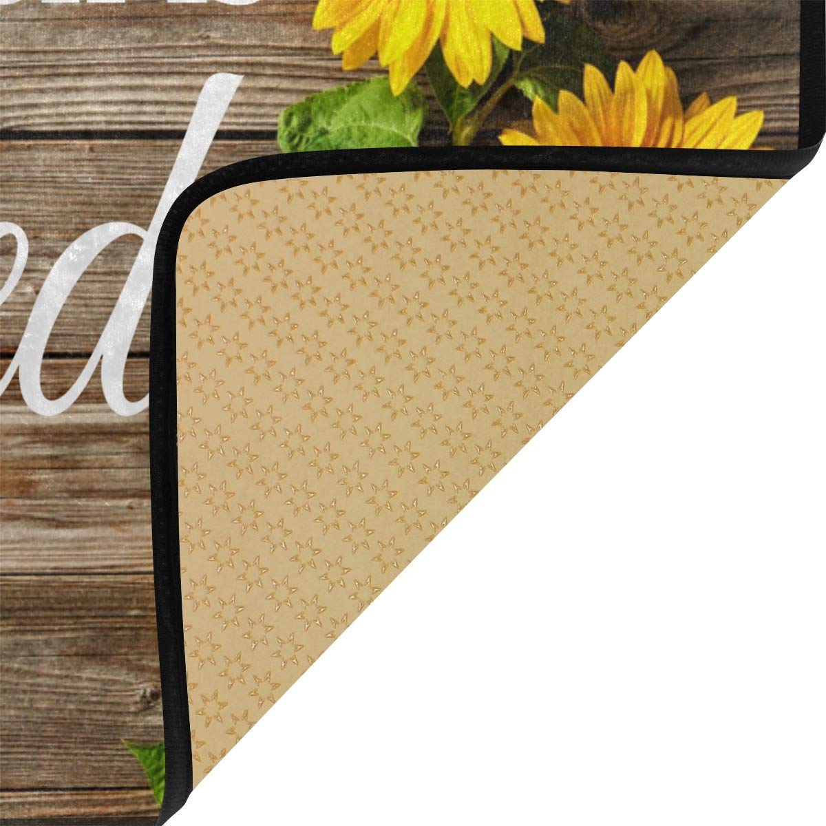 Washable Kitchen Rug Floor Mat - Anti-Fatigue Cushion with Sunflower Design for Wooden Floors | Non-Slip Comfort Mat for Cooking, Baking & Dishwashing Areas