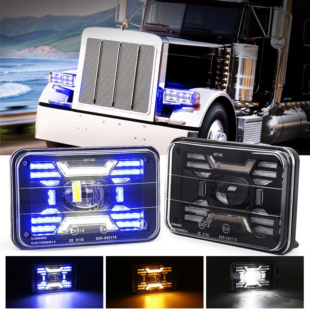 2-Pack 4x6 Inch Sealed Beam LED Headlights with Hi/Lo Beam, DRL & Turn Signal - Perfect for Jeep Wrangler, Ford Bronco & Off-Road Vehicles