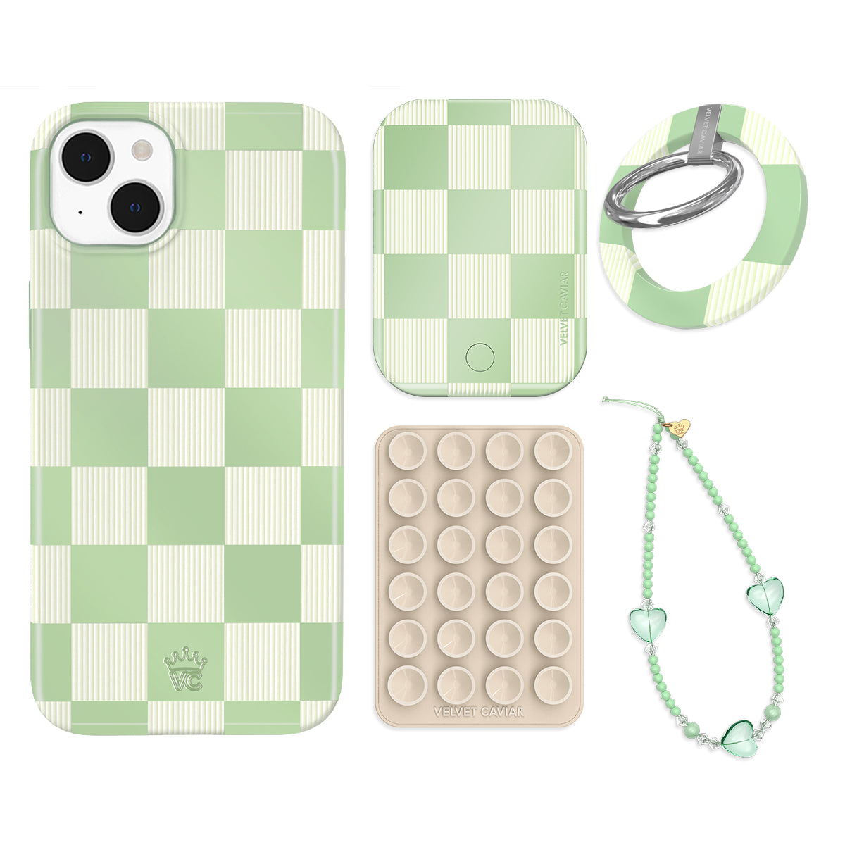 Pistachio Vibe Checkered iPhone Case with Grip - Trendy Protective Phone Cover for iPhone 13/14/15 Pro Max - Perfect for Everyday Use, Travel & Work