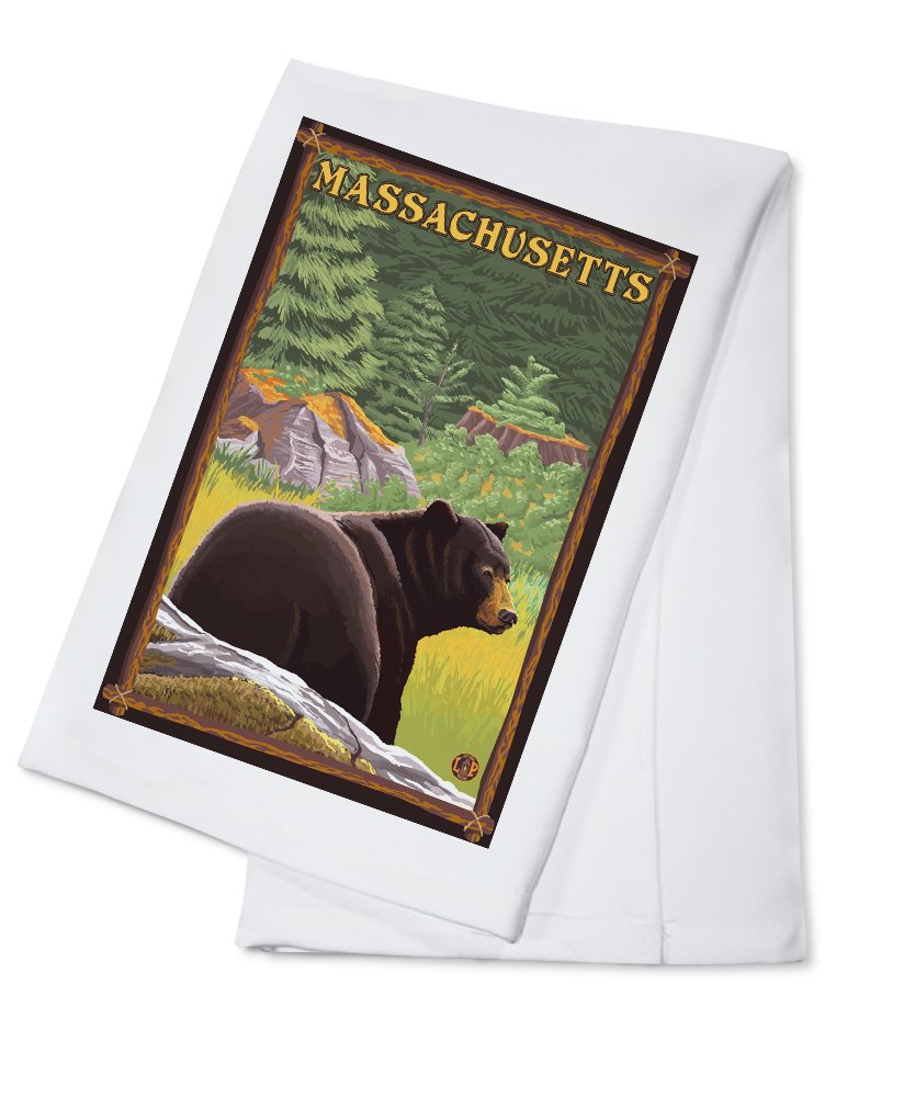 Black Bear in Forest Tea Towel - 100% Cotton Decorative Hand Towel for Kitchen & Home - Perfect for Dish Drying, Gift Giving & Rustic Cabin Decor