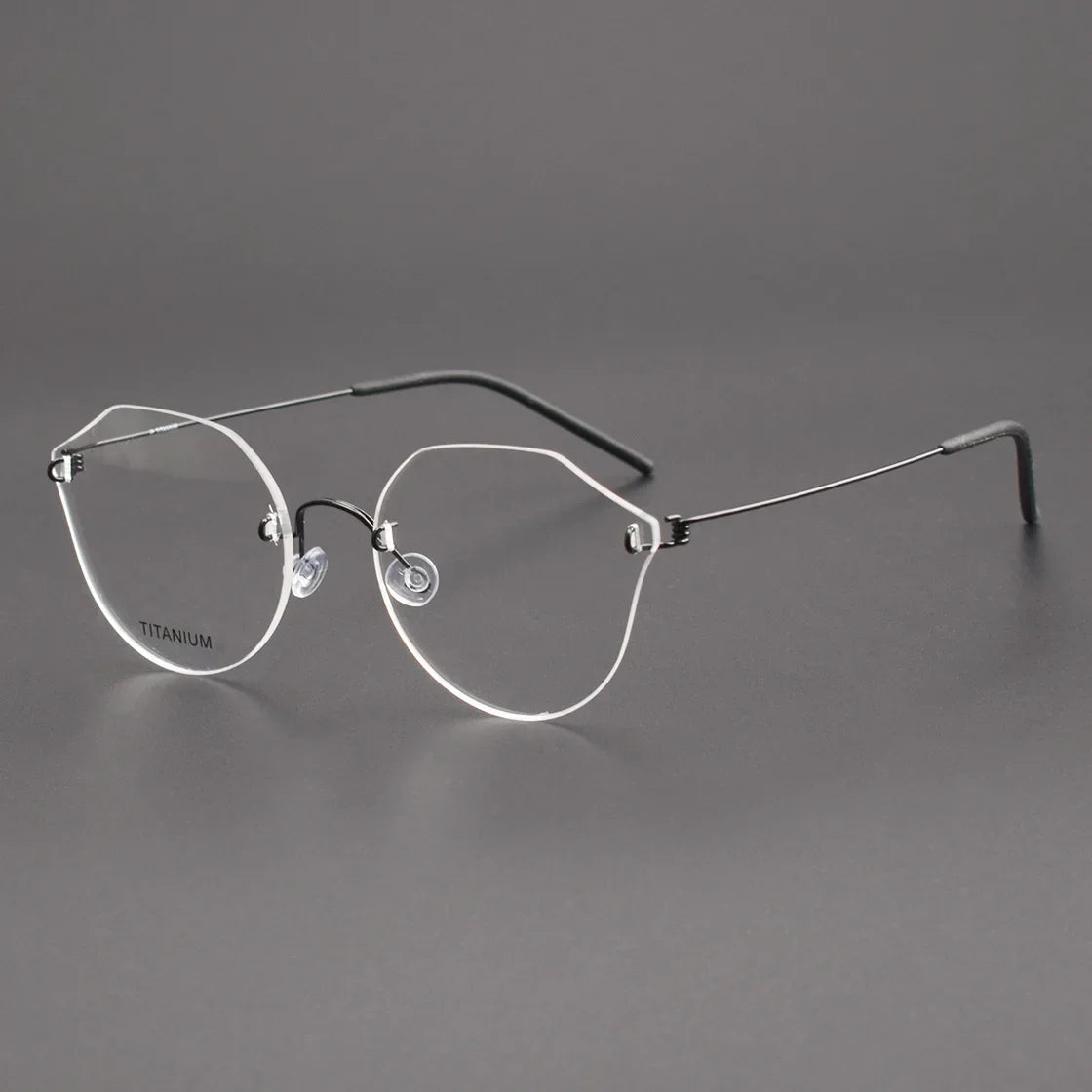 Aror Women's Rimless Flat Top Round Cat Eye Titanium Eyeglasses Frame 2375 - Lightweight & Durable for Reading, Work, and Fashion Accessories