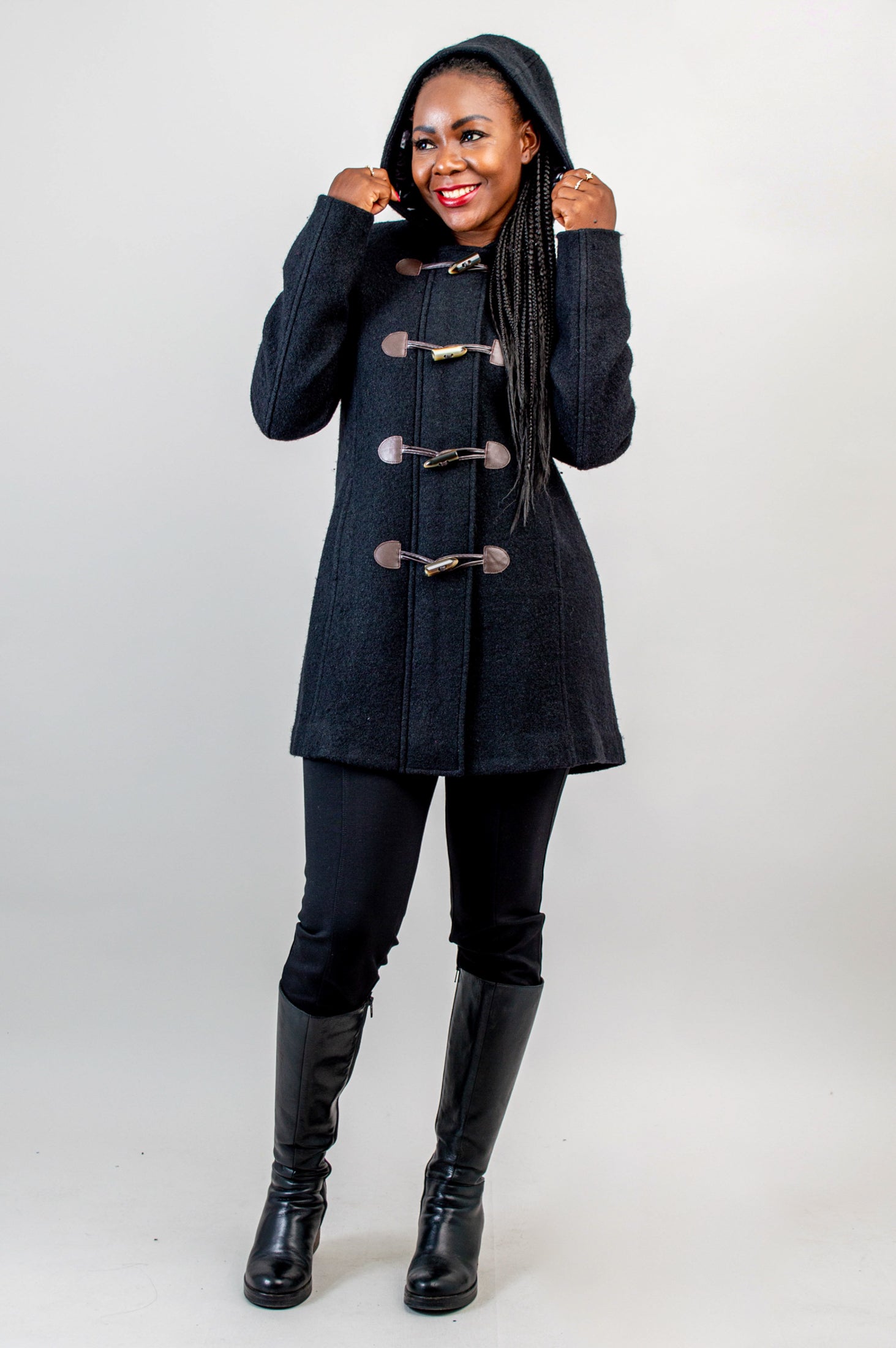 Premium Catania Coat for Women - Black Boiled Wool Winter Coat - Warm & Stylish Outerwear for Cold Weather, Office & Casual Wear