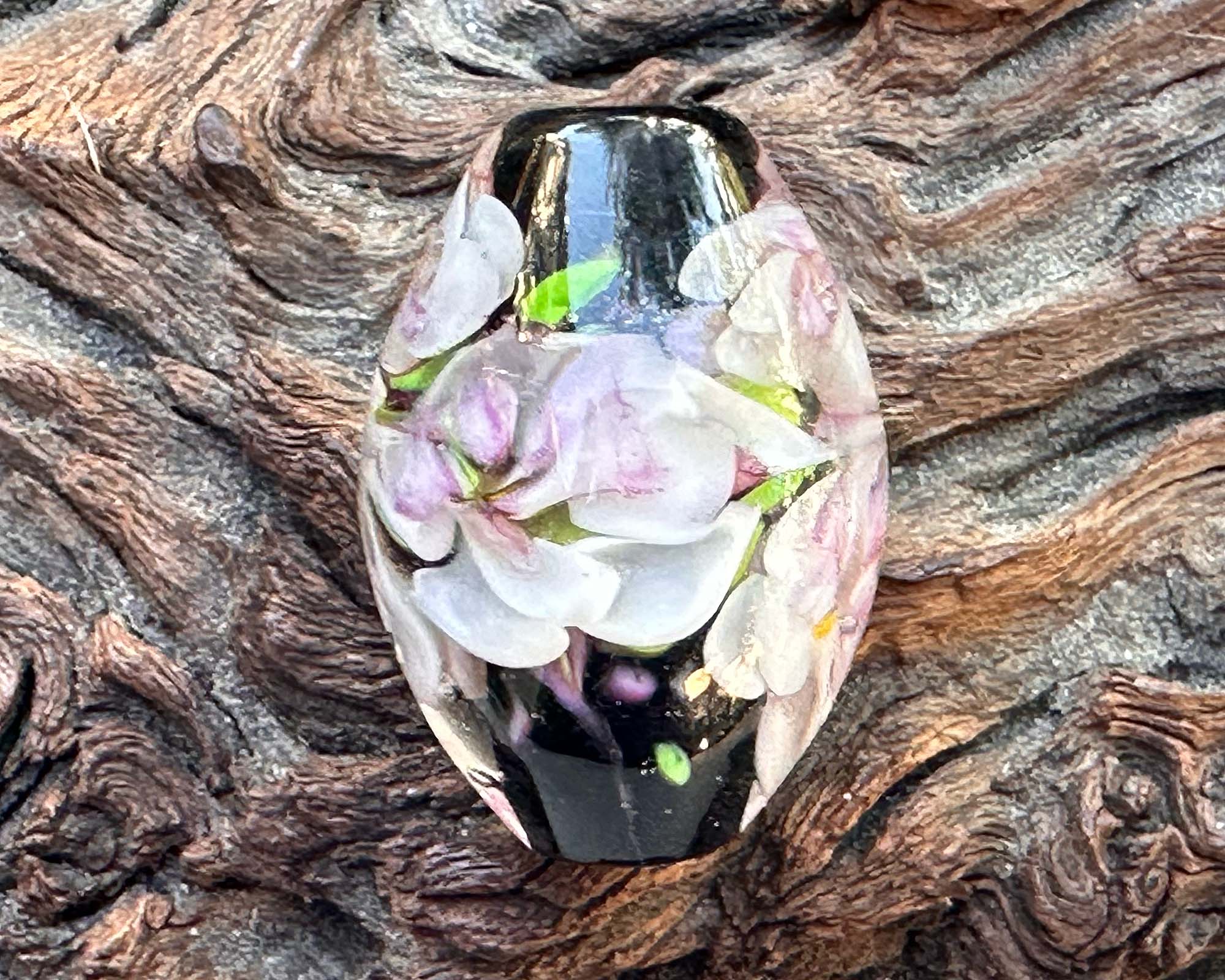 Handmade White Floral Lampwork Glass Focal Bead for Jewelry Making - Perfect for Necklaces, Bracelets, and DIY Craft Projects