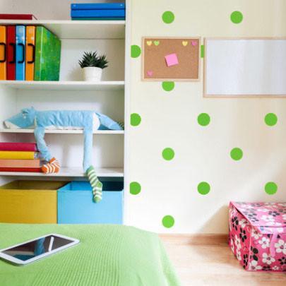 Lime Green Polka Dot Wall Decals - Self-Adhesive Room Decor Stickers for Kids Bedroom, Nursery, Playroom & Home Office
