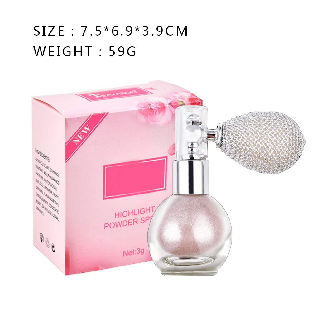 GL-Turelifes Highlighter Loose Powder Spray - Shimmer & Sparkle Makeup for Hair, Face & Body | Vegan & Cruelty-Free | #3 Nude Pink | Perfect for Parties, Festivals & Special Occasions