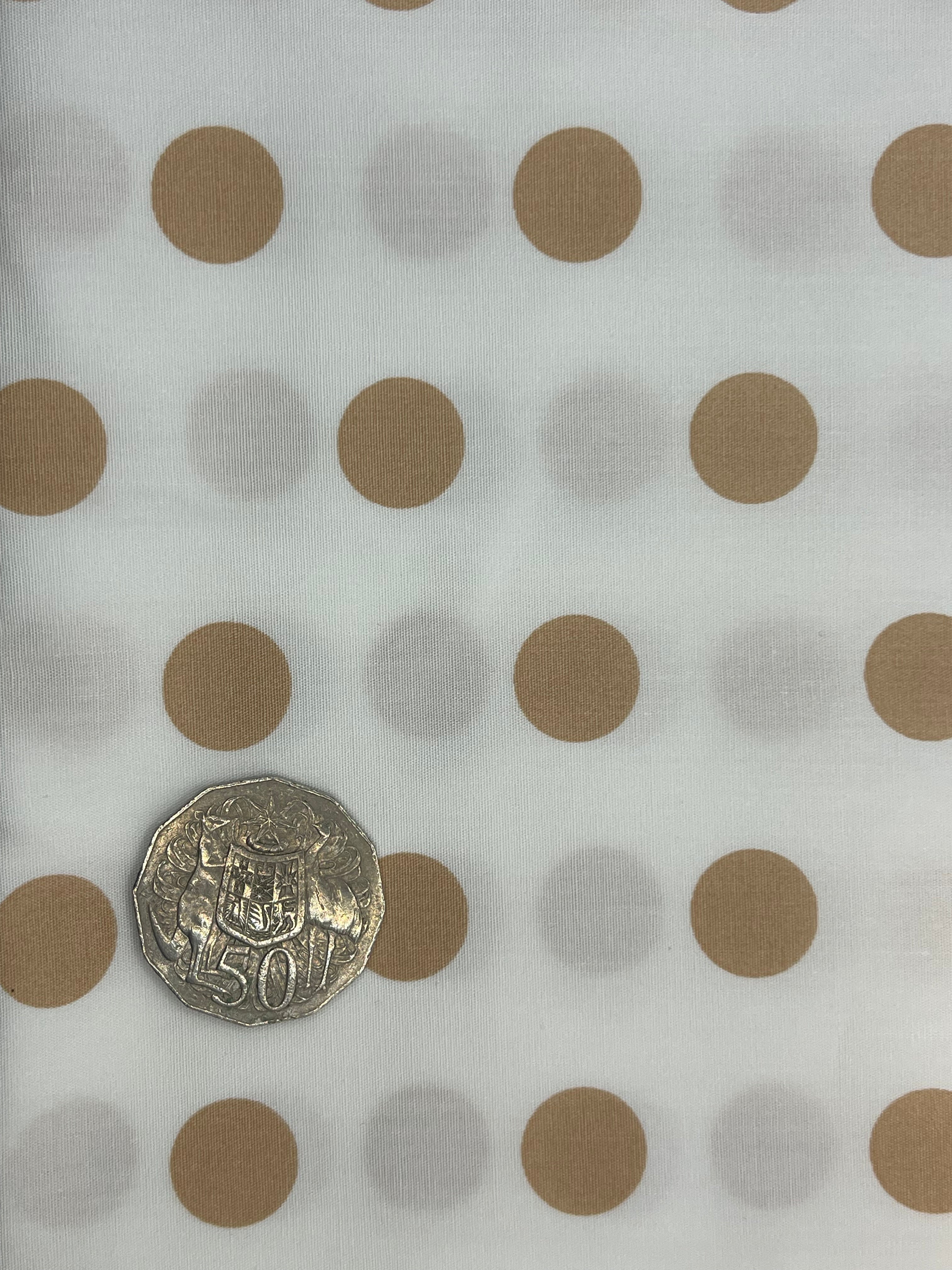 Caramel Dots on White - Elegant Caramel Patterned White Fabric for Home Decor, Fashion Accessories & DIY Crafts
