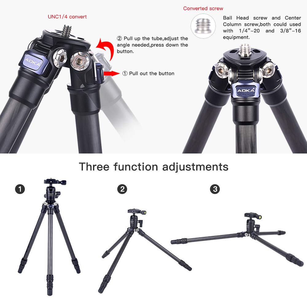 Lightweight Carbon Fiber Tripod - 28 Inch Compact Travel Tripod with 360° Ball Head for Smartphones & Mirrorless Cameras | Perfect for Vlogging, Photography & Outdoor Adventures (Black, 1.1lb)