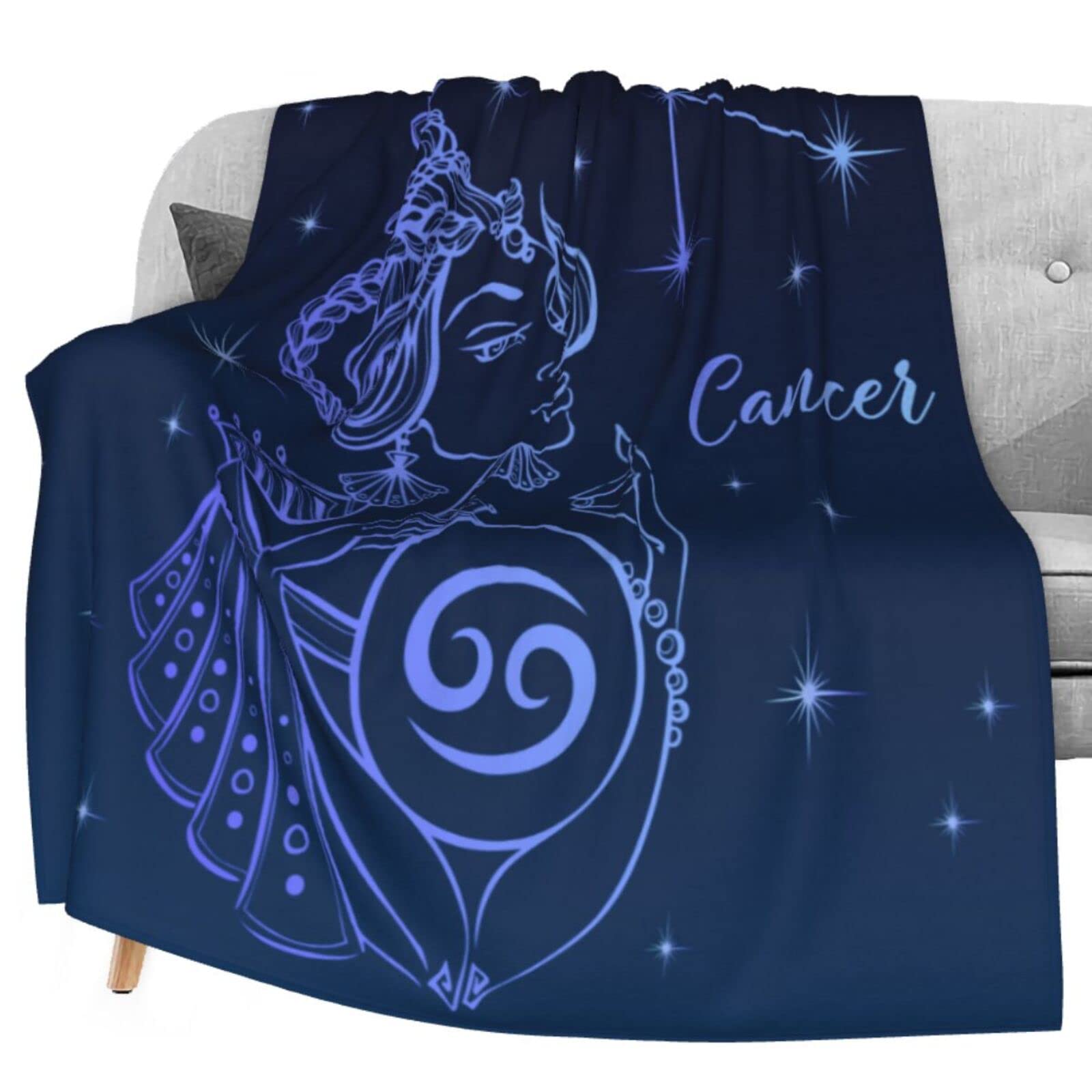 Cancer Zodiac Sign Soft Flannel Fleece Blanket 40x50 Inches - Lightweight Cozy Throw for Couch, Bed, Sofa - Perfect for Travel, Camping, Home Decor & Gifts for Kids & Adults