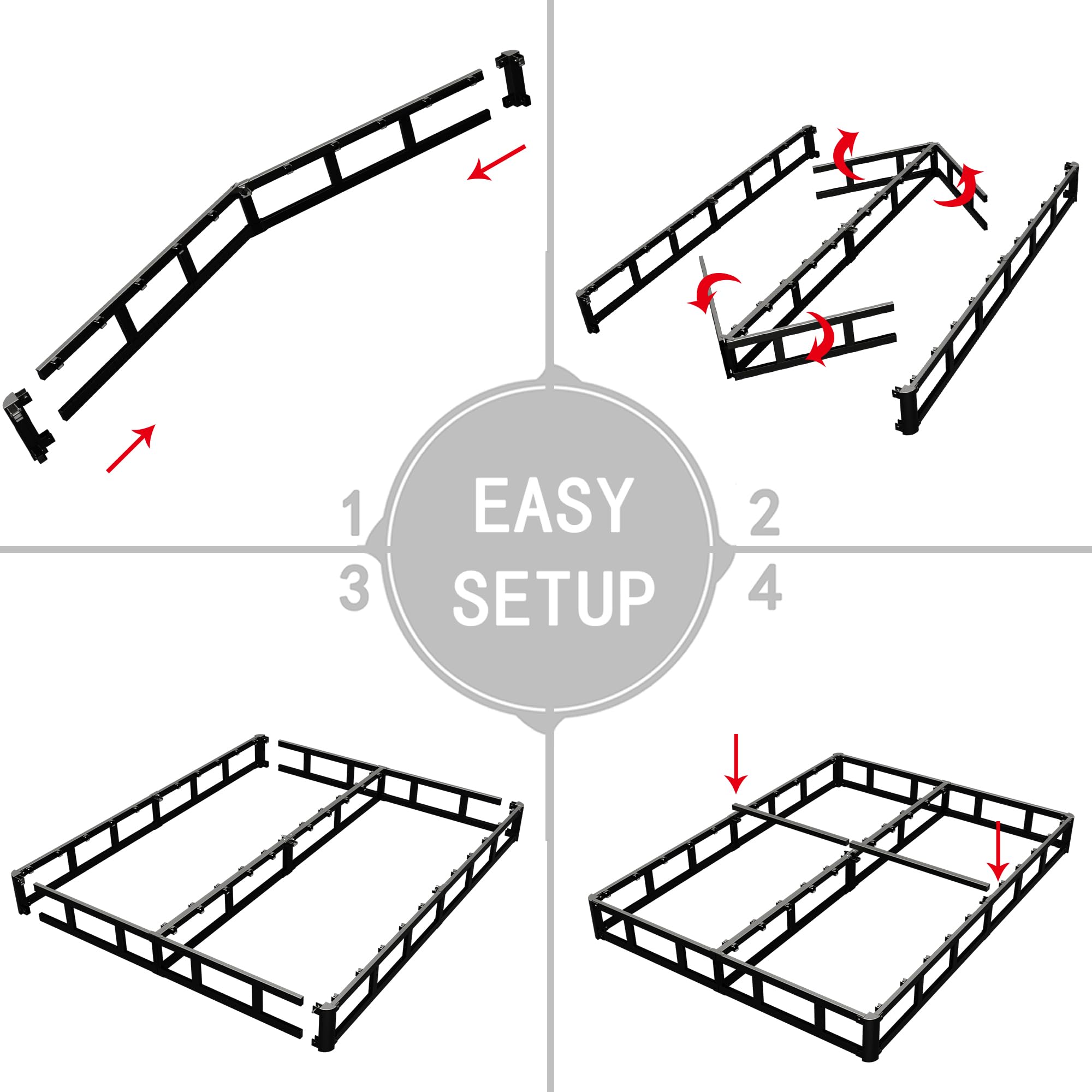 3 Inch Low Profile Full Box Spring - Heavy Duty Mattress Foundation with Metal Frame, Fabric Cover & Non-Slip Design | Easy Assembly | Perfect for Small Spaces, Guest Rooms & Platform Beds