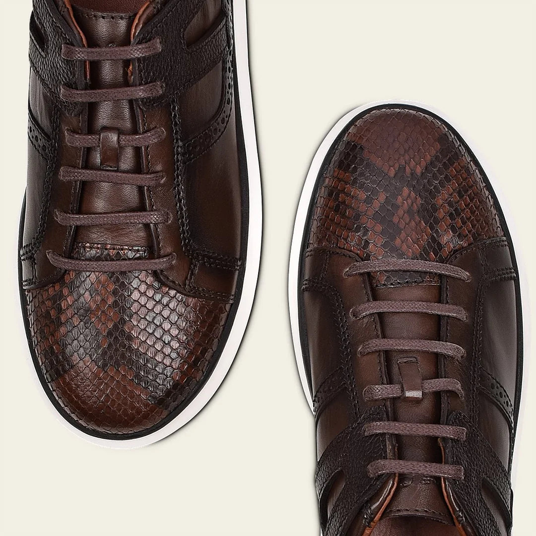 Cuadra Men's Chocolate Casual Fashion Python Sneakers - Stylish & Comfortable for Everyday Wear, Walking, and Outdoor Activities