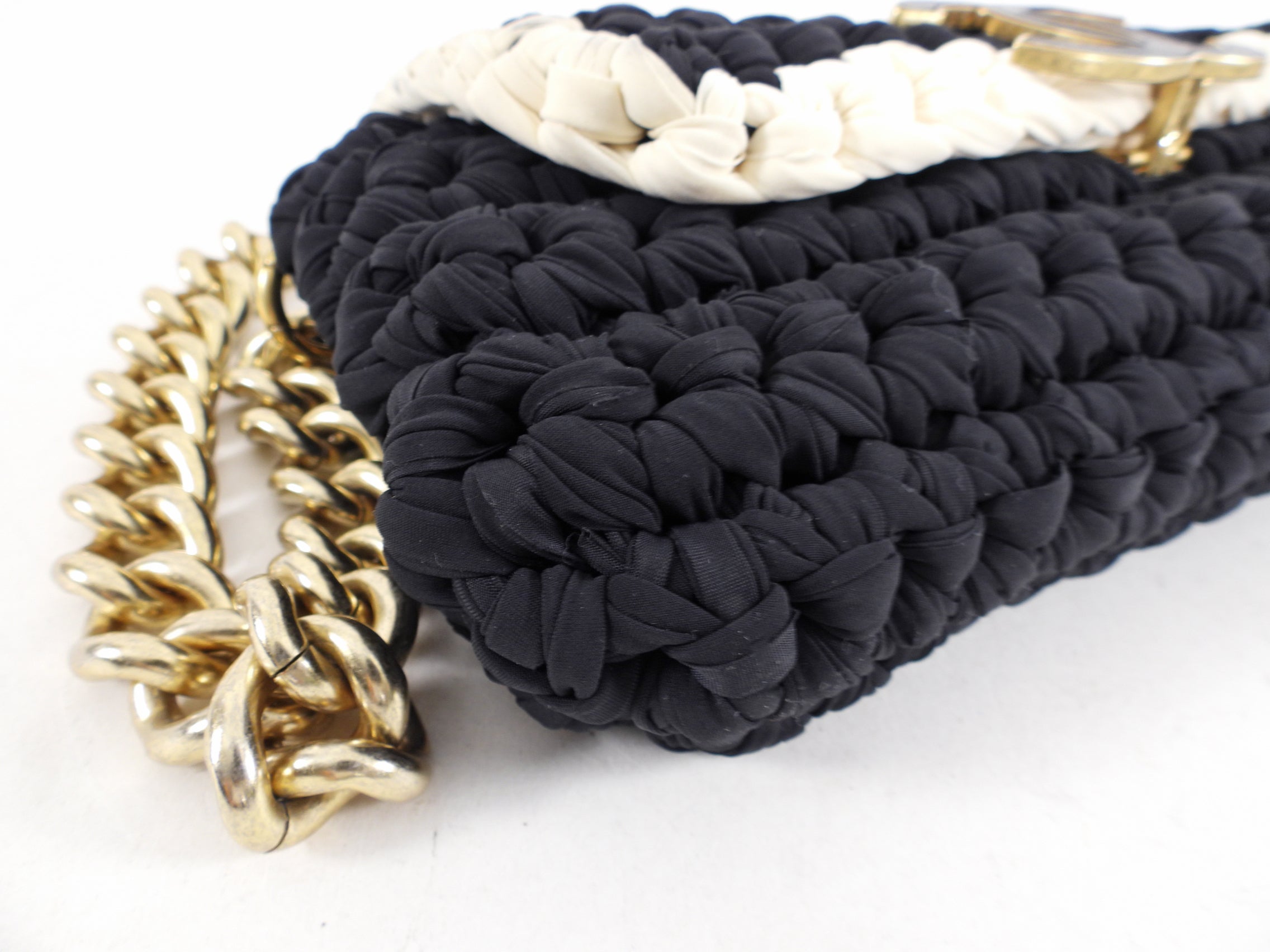 Chanel Fancy Crochet Small Black and Ivory Flap Bag - Luxury Designer Handbag for Women, Perfect for Evening Parties, Date Nights & Special Occasions