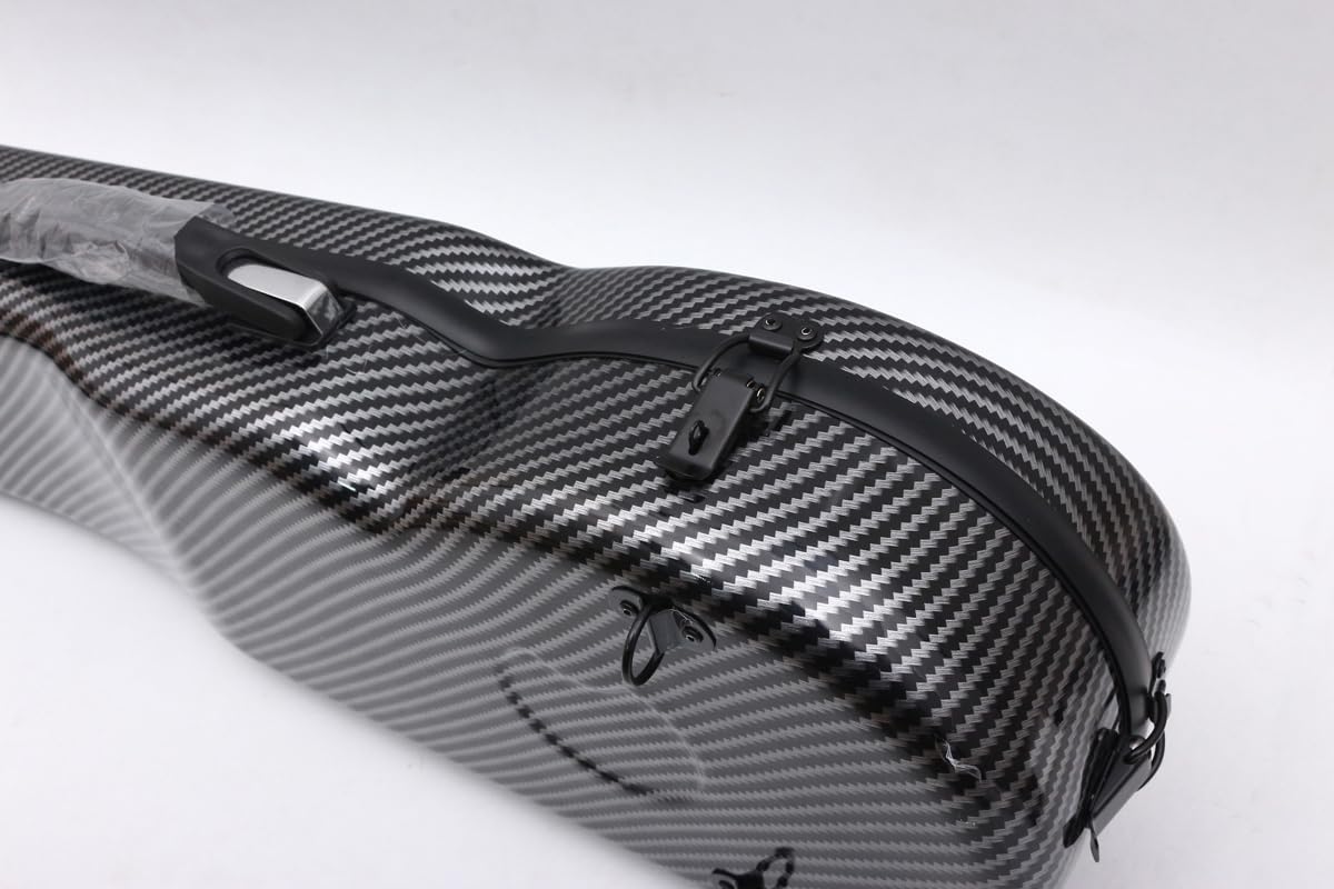 Yinfente 4/4 Carbon Fiber Violin Case - Lightweight & Durable with Thick Padding (Black/White Triangle Design) - Perfect for Professional Musicians & Travel Protection