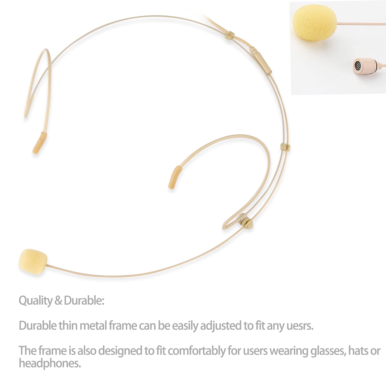 Discreet Over-Ear Headworn Microphone Headset - Beige | Portable Voice Amplifier for Lectures, Presentations & Public Speaking | Hands-Free Professional Audio Solution