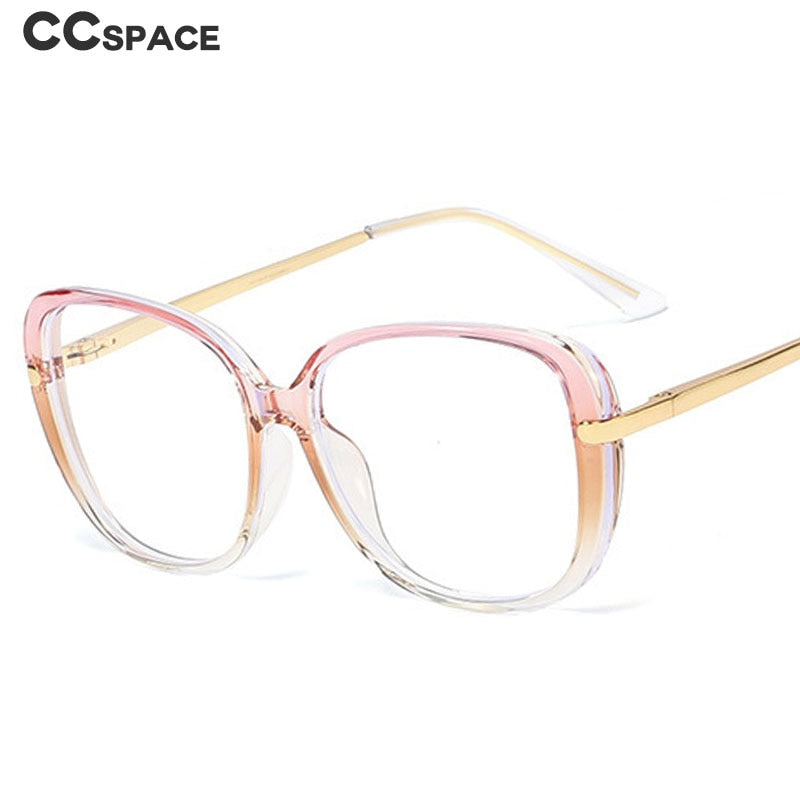 CCspace Unisex Full Rim Cat Eye Titanium Frame Eyeglasses 45836 - Lightweight & Durable Glasses for Work, Reading & Fashion