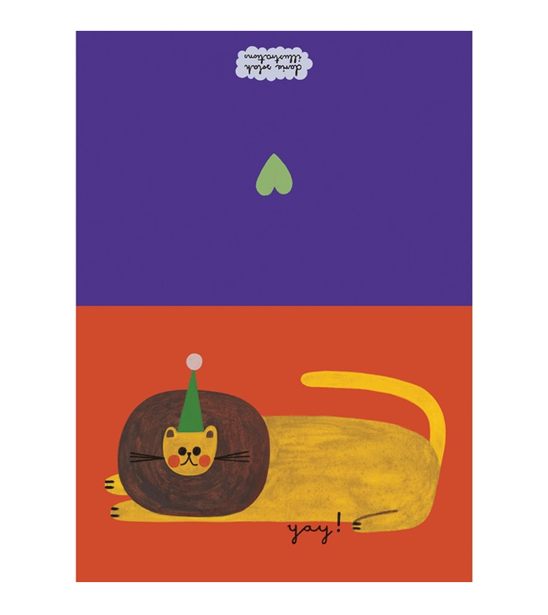 Yay! Lion Greeting Card by Daria Solak - Handmade Animal Illustration Birthday Card for Kids, Baby Shower & Friendship Gifts