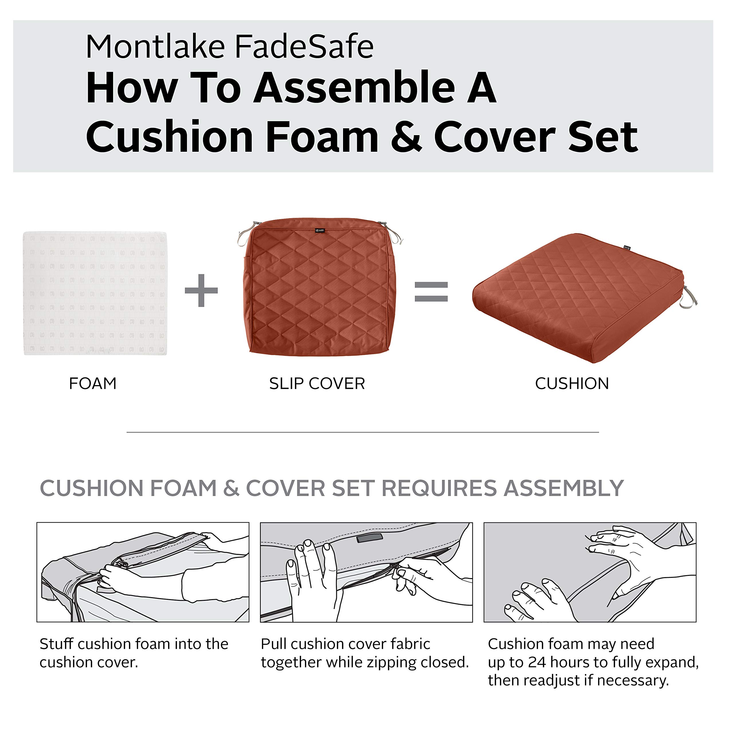Classic Accessories Montlake Outdoor Chaise Lounge Cushion 80x26 - FadeSafe, Water-Repellent, Quilted Spice - Perfect for Patio, Poolside, and Garden Relaxation