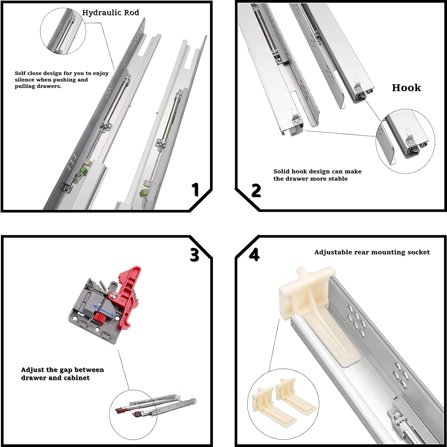 Gobrico 18 Inch Soft Close Undermount Drawer Slides - Full Extension Concealed Drawer Runners (6 Pairs) - Perfect for Kitchen Cabinets, Dressers, and Furniture Installation