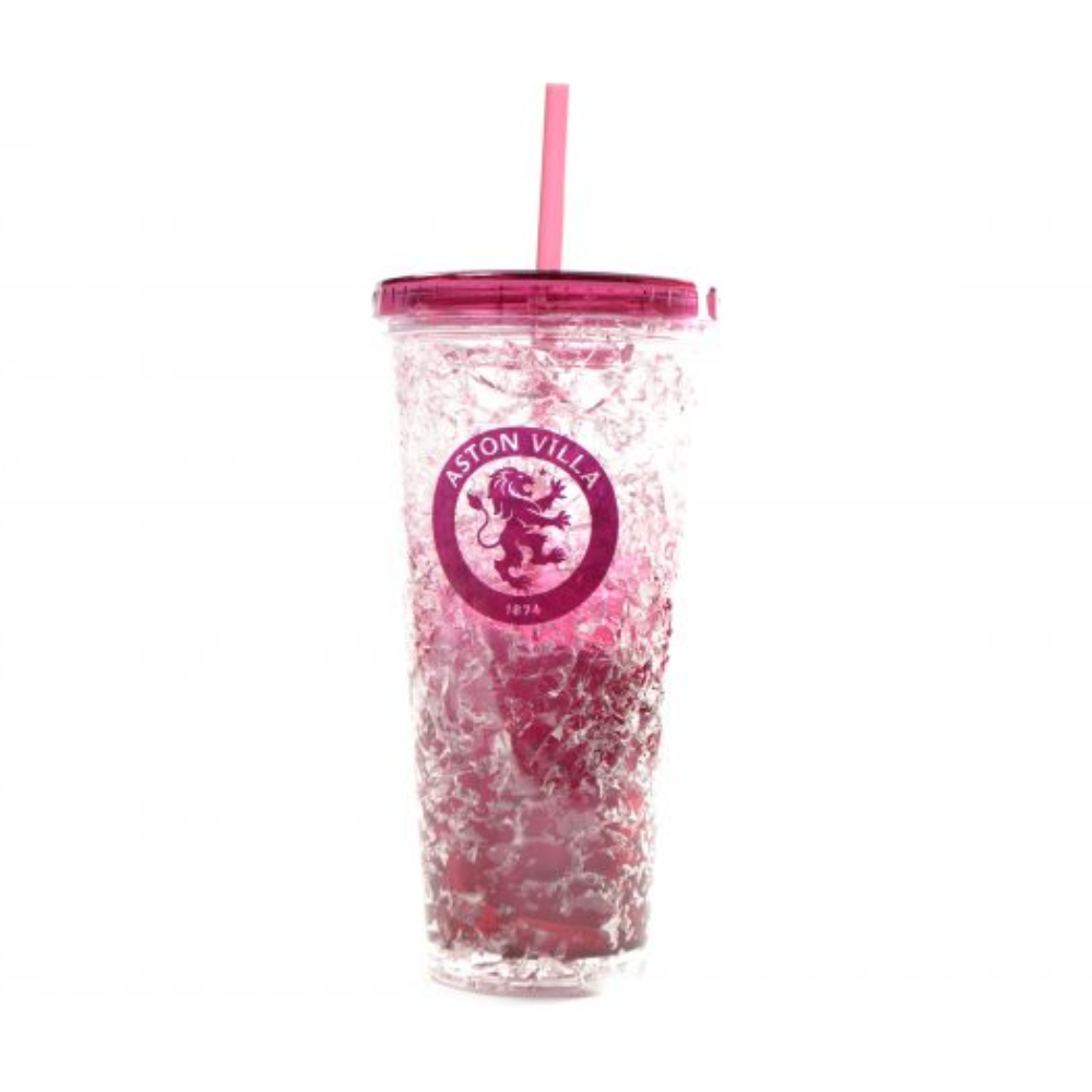 Aston Villa FC Official 600ml Insulated Stainless Steel Tumbler with Lid and Straw - Perfect for Football Games, Travel & Office Use