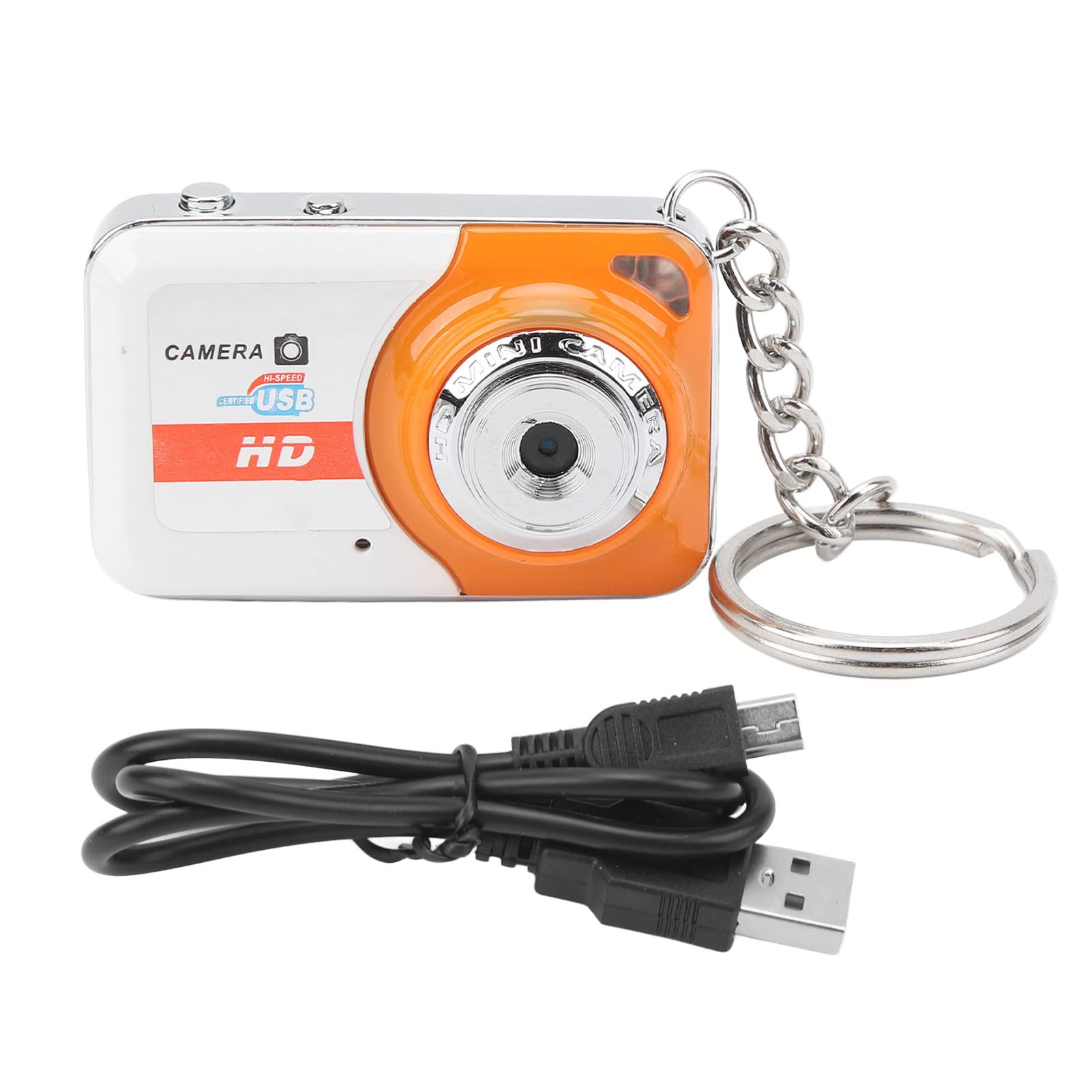 58g HD Mini Spy Camera with Motion Detection - Portable Body Worn Cam & Keychain Video Recorder for Home, Office, Cycling Security | Orange Pocket Security Camera for Covert Surveillance & Evidence Recording