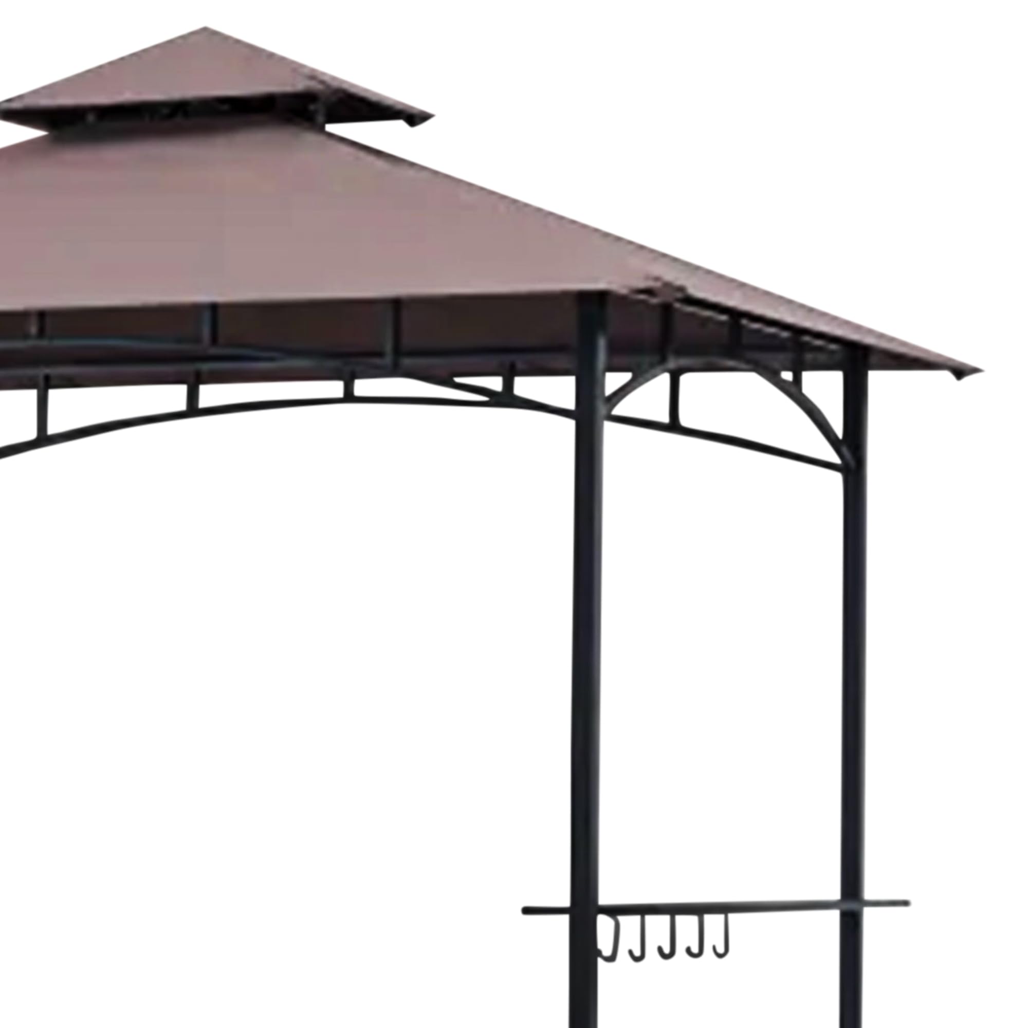 Outdoor BBQ Grill Gazebo with LED Lights & 2 Tempered Glass Shelves - Powder Coated Steel Frame for Backyard, Patio, Garden & Camping Use - Weather-Resistant Brown Canopy