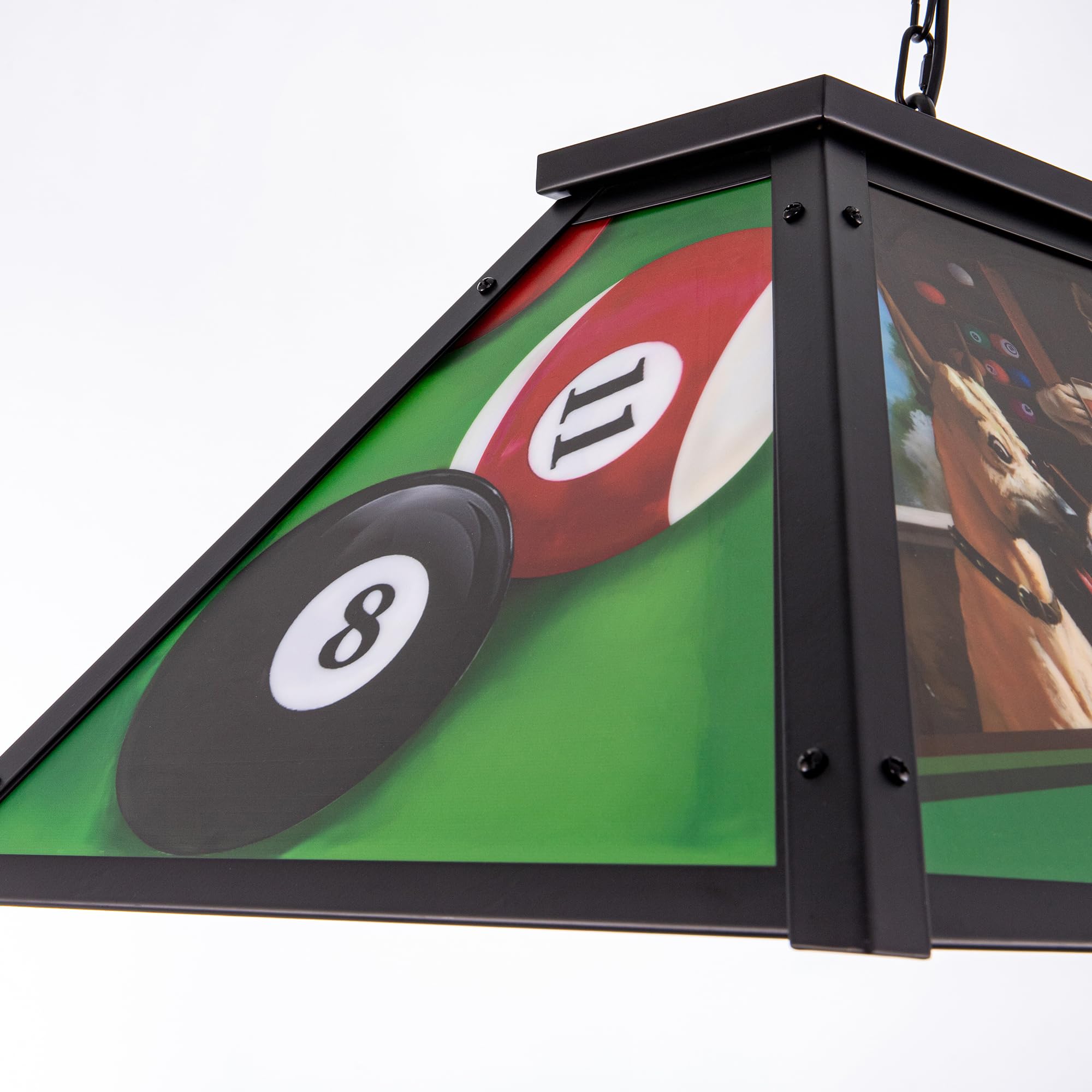 Wellmet Tiffany Style Pool Table Light Fixture - 3-Light Hanging Pendant Lamp for 7', 8', 9' Billiard Tables with Dogs Playing Billiards Design - Perfect for Game Rooms, Man Caves, Bars, and Dining Room Decor
