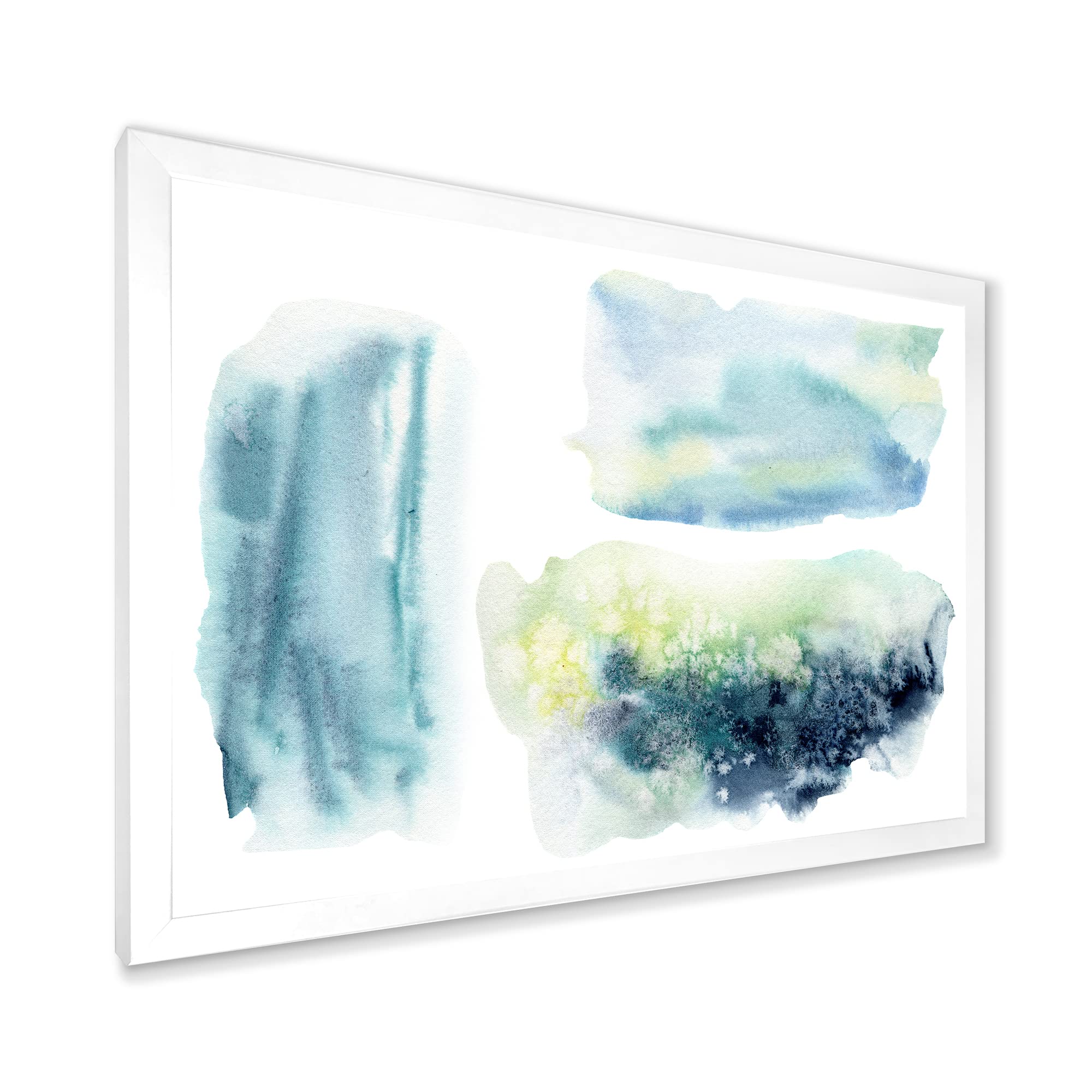 DesignQ Underwater Abstract Clouds Modern Framed Wall Art - Contemporary Home Decor for Living Room, Bedroom & Office