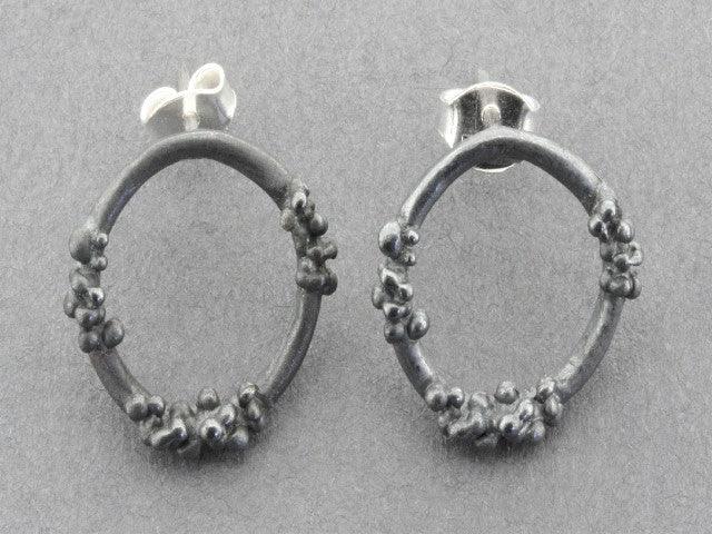 Beaded Circle Hoop Earrings - Oxidized Silver Boho Jewelry for Women - Perfect for Casual Wear, Parties & Festivals