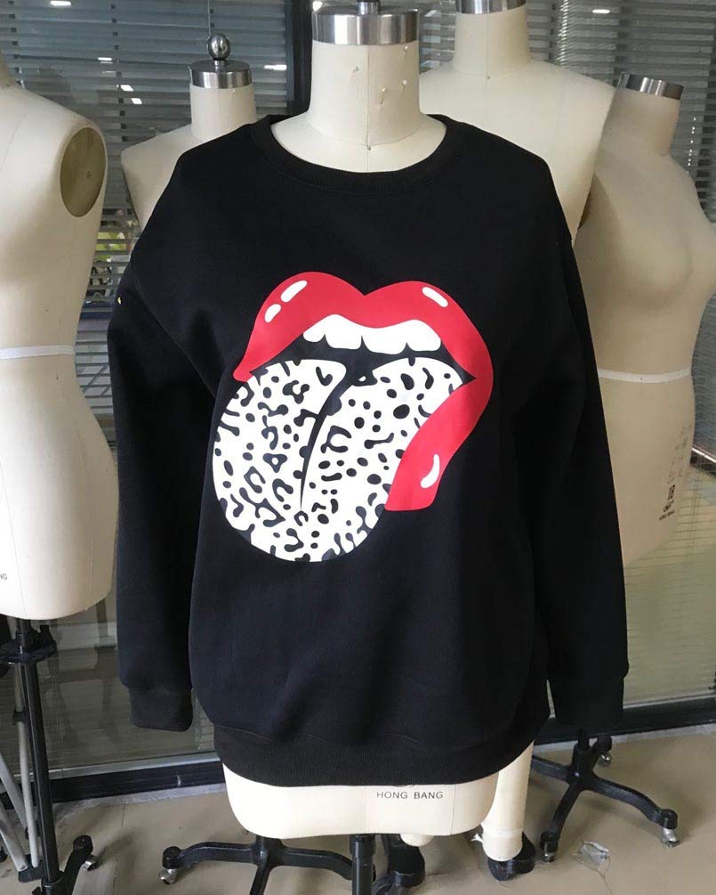 Women's Long Sleeve Crewneck Sweatshirt - Letter Print Pullover Hoodie for Casual Wear, Workout & Lounge | Soft Cotton Blend Activewear Top for Fall & Winter