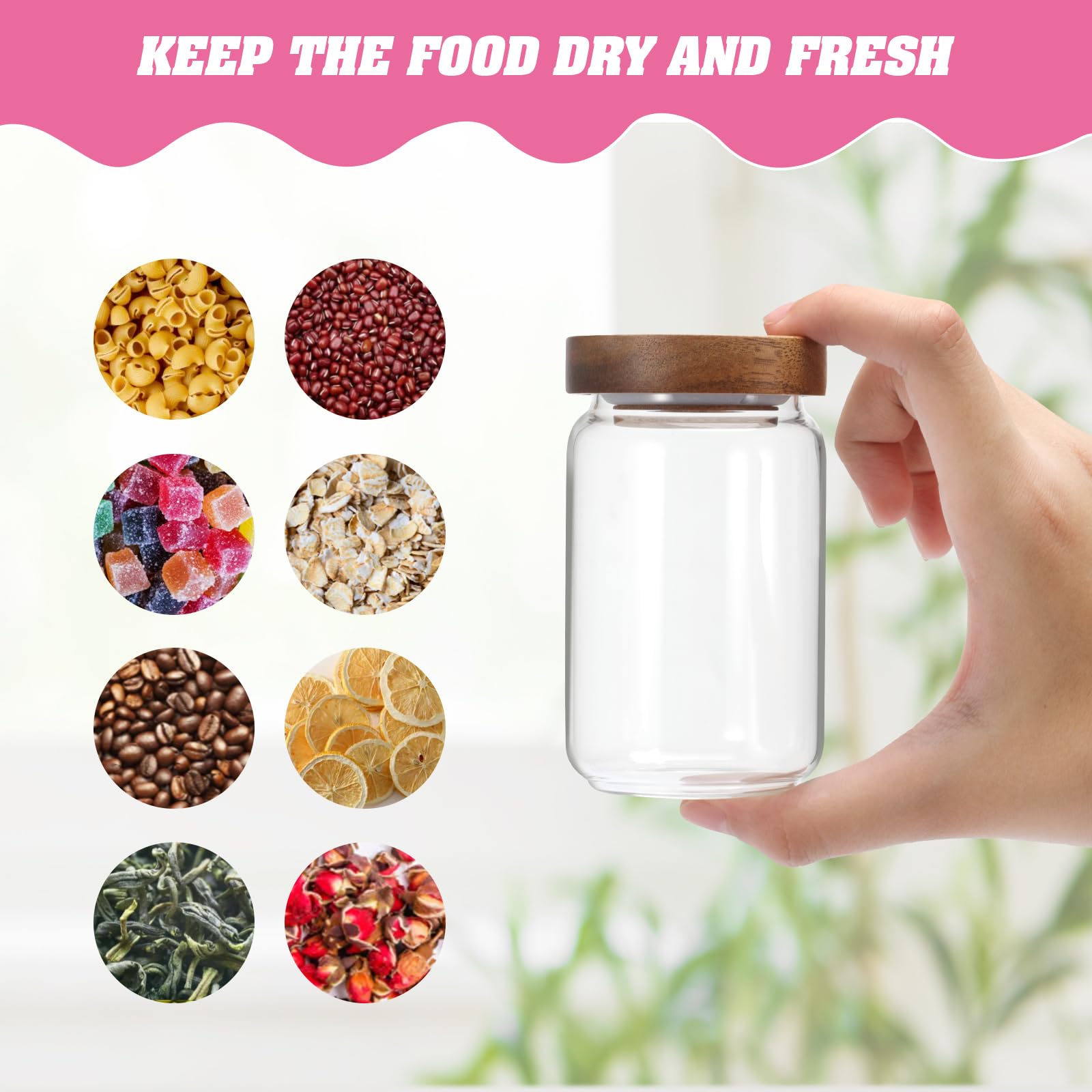 2-Pack Small Glass Jars with Lids - 6.7oz (200ml) Borosilicate Glass Containers for Spices, Nuts, Pasta, Sugar, Candy & Tea - Airtight Mini Storage Bottles for Kitchen, Pantry & DIY Crafts