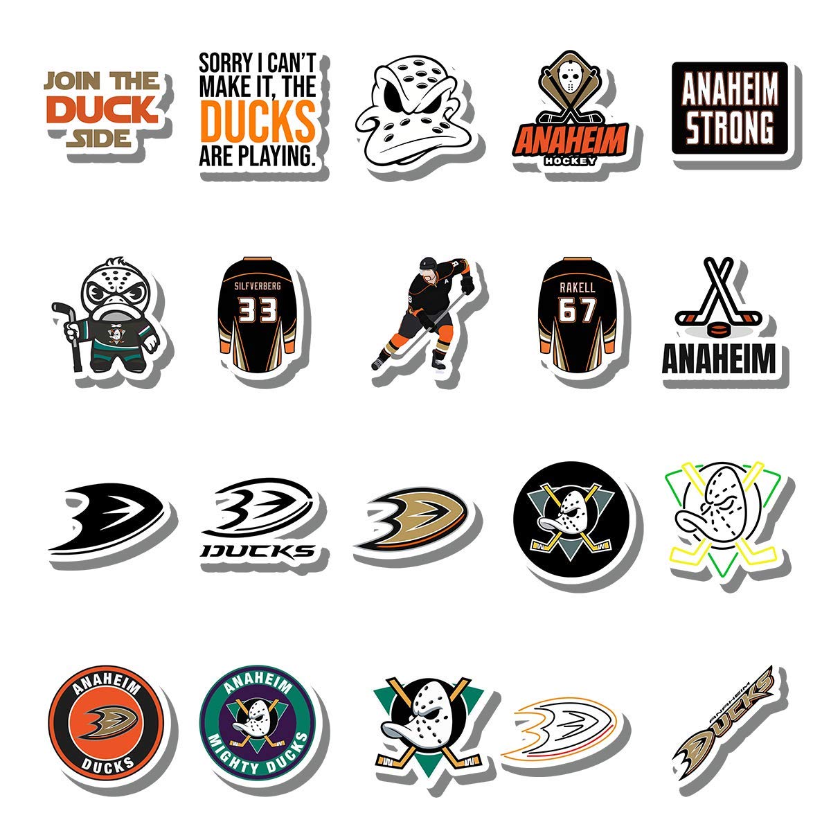 20 PCS Anaheim Aesthetic Duck Stickers - Colorful Vinyl Waterproof Decals for Water Bottles, Laptops, Scrapbooking, Luggage, Skateboards & More - Perfect for DIY Crafts, School Supplies & Personalizing Your Belongings