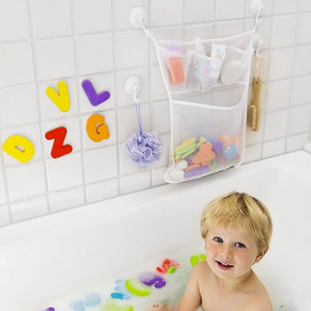 Lanebudd Bath Toy Storage Organizer - 2 Pack Hanging Mesh Toy Holder for Kids Bathroom, Bedroom & Car - Waterproof Bathroom Decor & Kids Toy Organizer - Perfect for Bath Time, Playroom & Travel