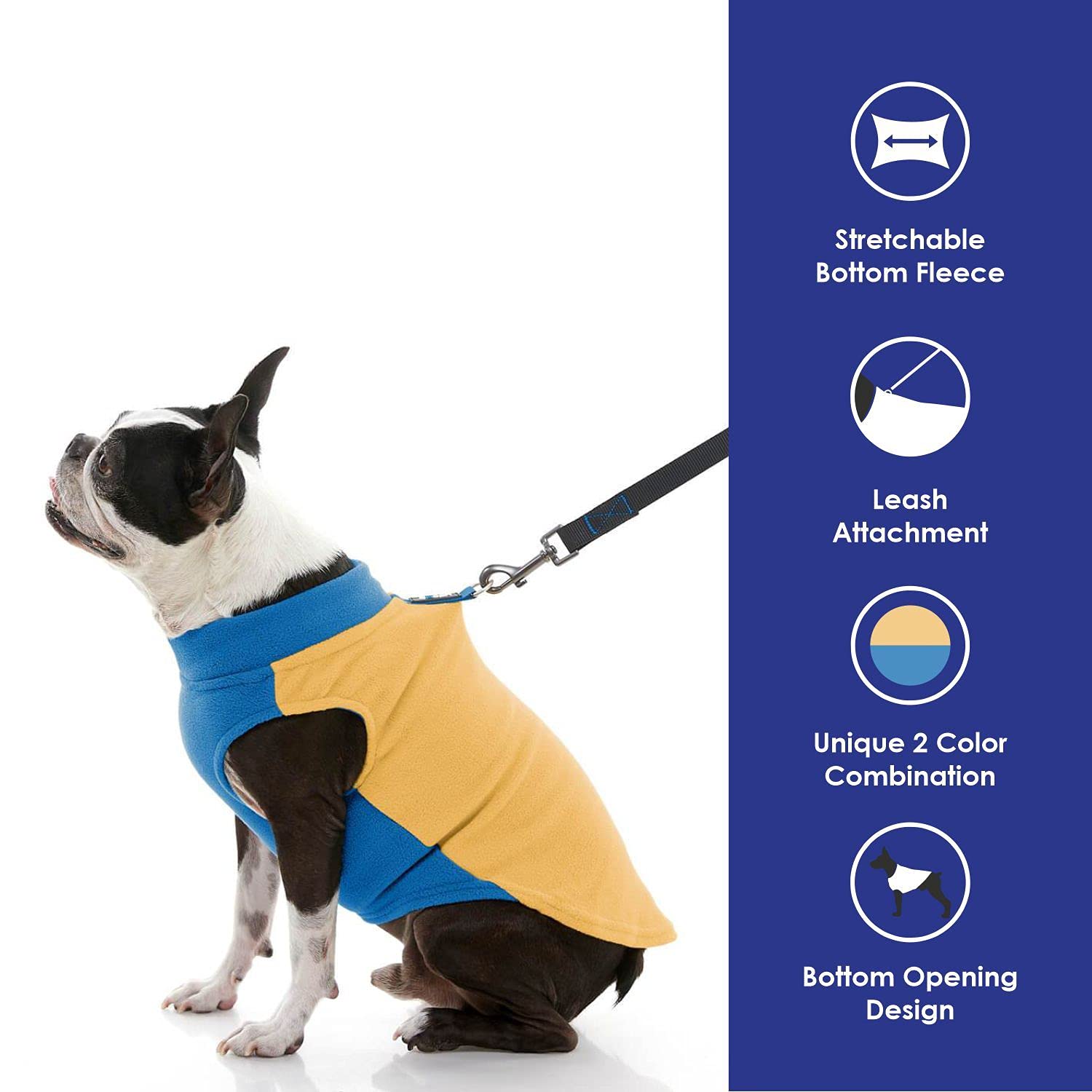 Gooby Half Stretch Fleece Vest Dog Sweater - Honey Mustard, X-Small - Warm Pullover Fleece Jacket for Small Dogs with D-Ring Leash Attachment - Winter Dog Coat for Cold Weather - Perfect for Small Breed Puppies & Dogs - Ideal for Outdoor Walks, Winter Adventures & Indoor Comfort