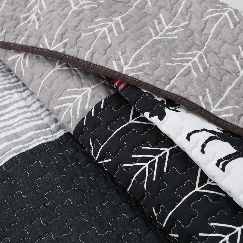 3 Piece Black Buffalo Check Comforter Set - 100% Cotton Twin Size Oversized Brown & Tan Reversible Geometric Pattern | Cozy Cabin & Lodge Bedding for All Seasons - Perfect for Adult Bedrooms, Guest Rooms & Rustic Home Decor