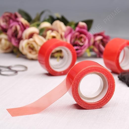 Prime 1-Piece Double-Sided Wig Tape - Transparent Toupee Tape for Extended Wear | Hair System & Patch Bonding Tape for Men (Red, Pack of 1) | Secure All-Day Hold for Wigs, Hairpieces & Extensions