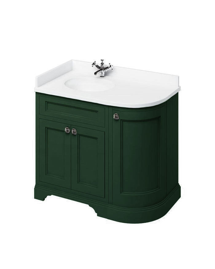 Burlington Round Corner Bathroom Vanity 100cm Green (Base Only) - Perfect for Small Bathrooms & Modern Home Decor