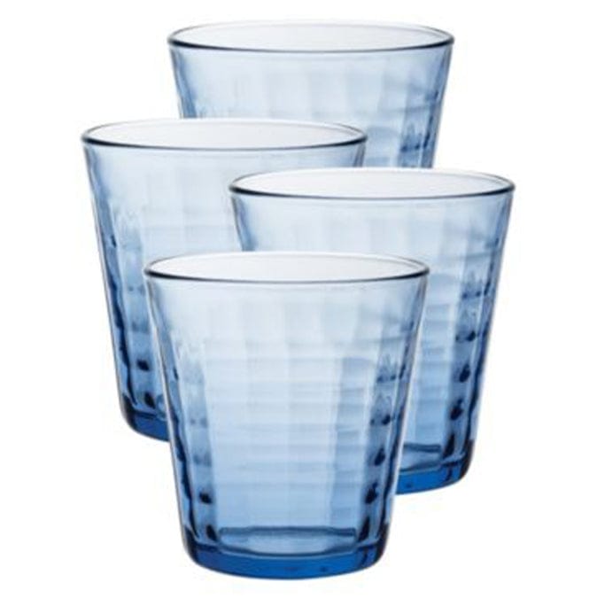 Duralex Prisme French Glass Tumbler Set of 4 - 9.25oz (274ml) Marine Blue - Shatterproof & Dishwasher Safe for Home, Office, or Outdoor Use