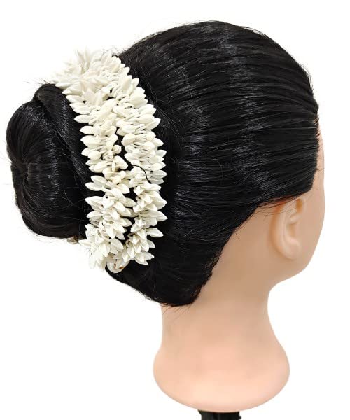 Neaama Hair and Beyond Silver Pearl Mogra Buds Gajra Hair Accessories for Women & Girls - Traditional Indian Floral Hair Jewelry for Weddings, Parties & Festivals (Pack of 1)